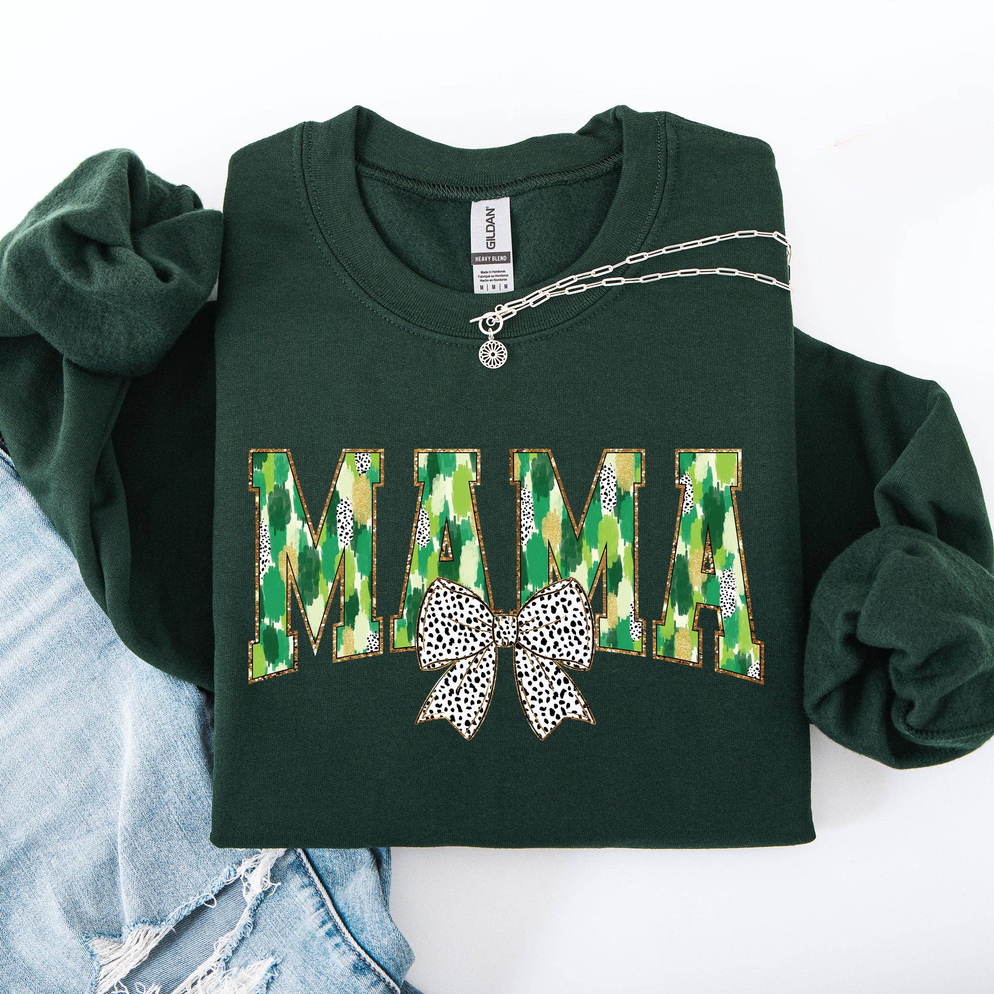Mama, Painted, Dalmatian Bow, St Patrick's Day - Adult & Kids T-Shirts, Sweatshirts & Hoodies apparel design preview 1