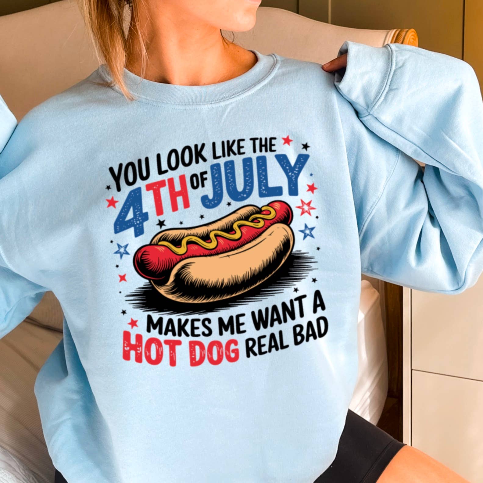 July 4th Hotdog Patriotic - Adult & Kids T-Shirts, Sweatshirts & Hoodies apparel design preview 1