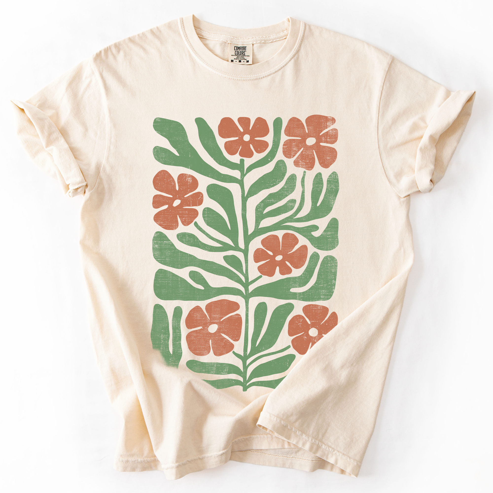Terracotta Flower Botanical, Vintage Boho, Nature, - Adult & Kids T-Shirts, Sweatshirts & Hoodies apparel design preview 1