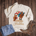 Christmas Western Santa Steer Wrestling - Adult & Kids T-Shirts, Sweatshirts & Hoodies apparel design preview 1