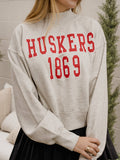 Huskers College Block Puff Ink Gray Mock Neck - Adult & Kids T-Shirts, Sweatshirts & Hoodies apparel design preview 1
