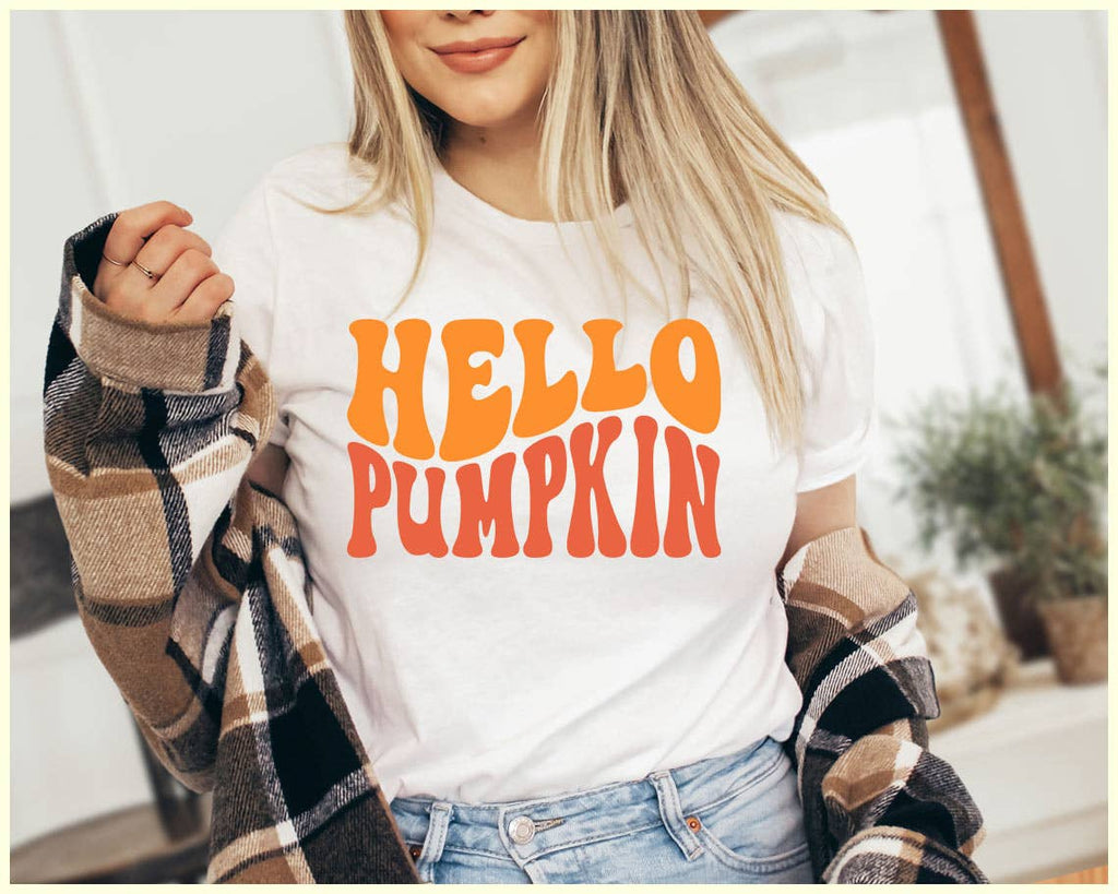 Hello Pumpkin Cute Fall Spice Season - Adult & Kids T-Shirts, Sweatshirts & Hoodies apparel design preview 1