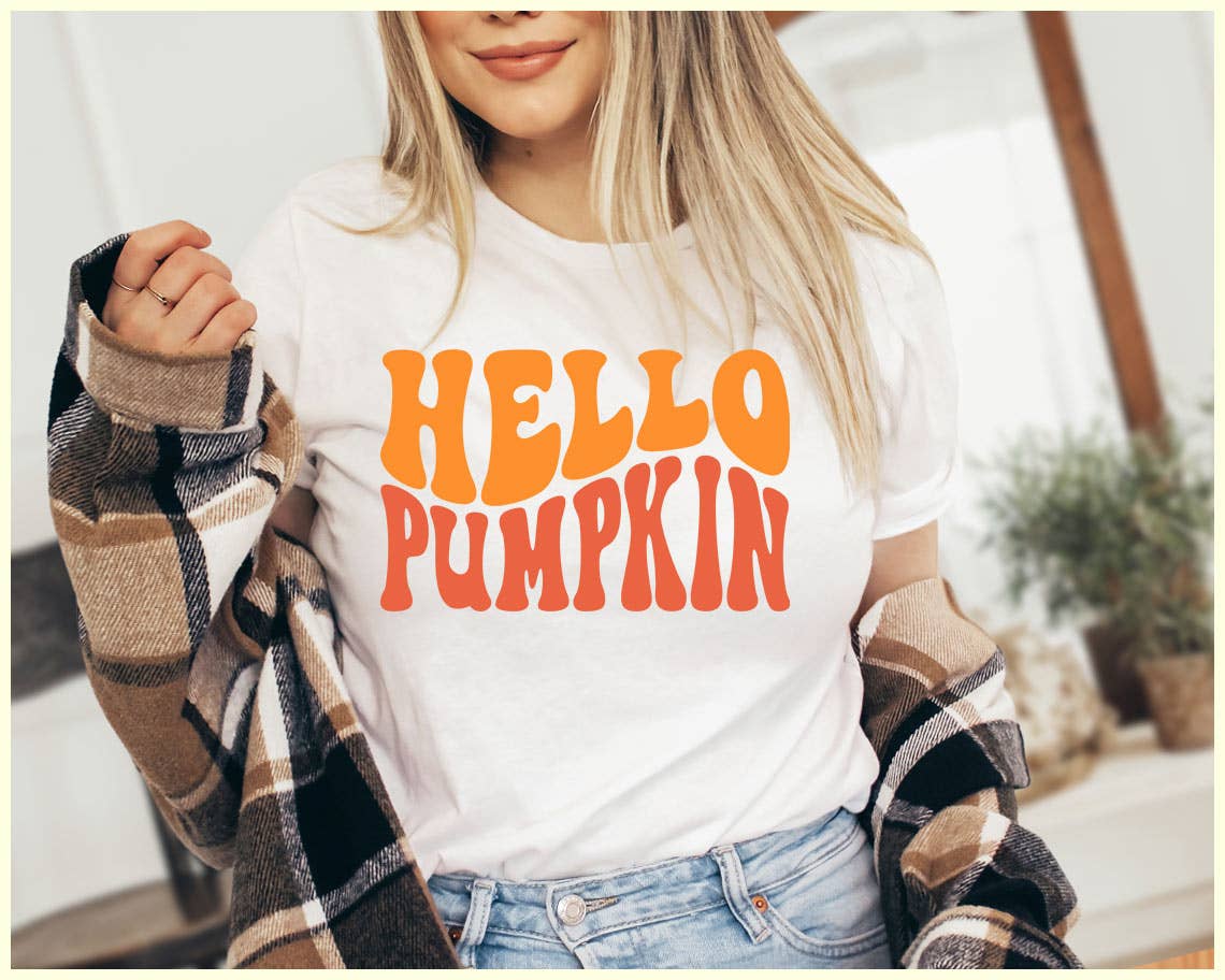 Hello Pumpkin Cute Fall Spice Season - Adult & Kids T-Shirts, Sweatshirts & Hoodies apparel design preview 1