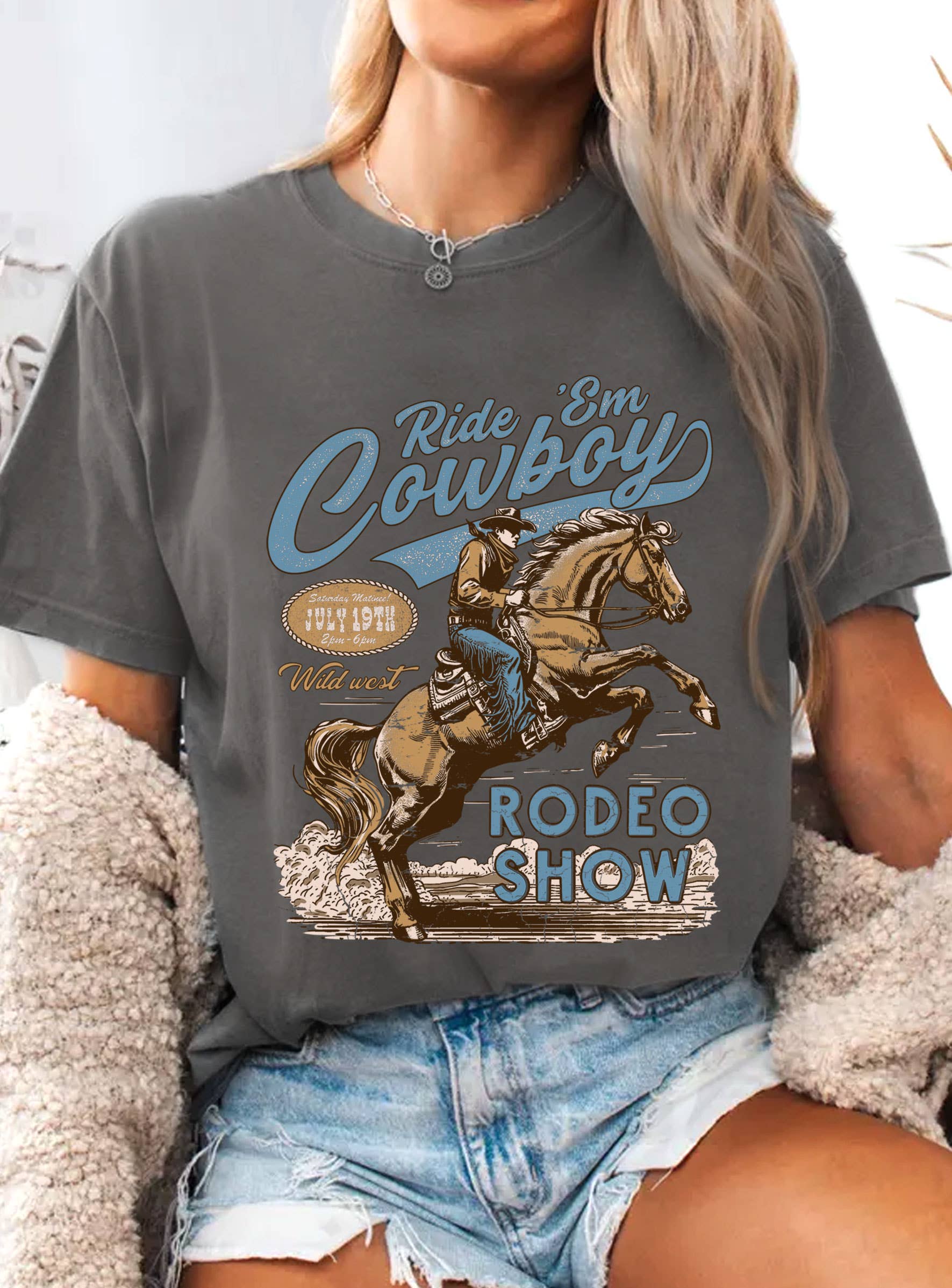 Ride'em Cowboy Rodeo Show Graphic - Adult & Kids T-Shirts, Sweatshirts & Hoodies apparel design preview 1