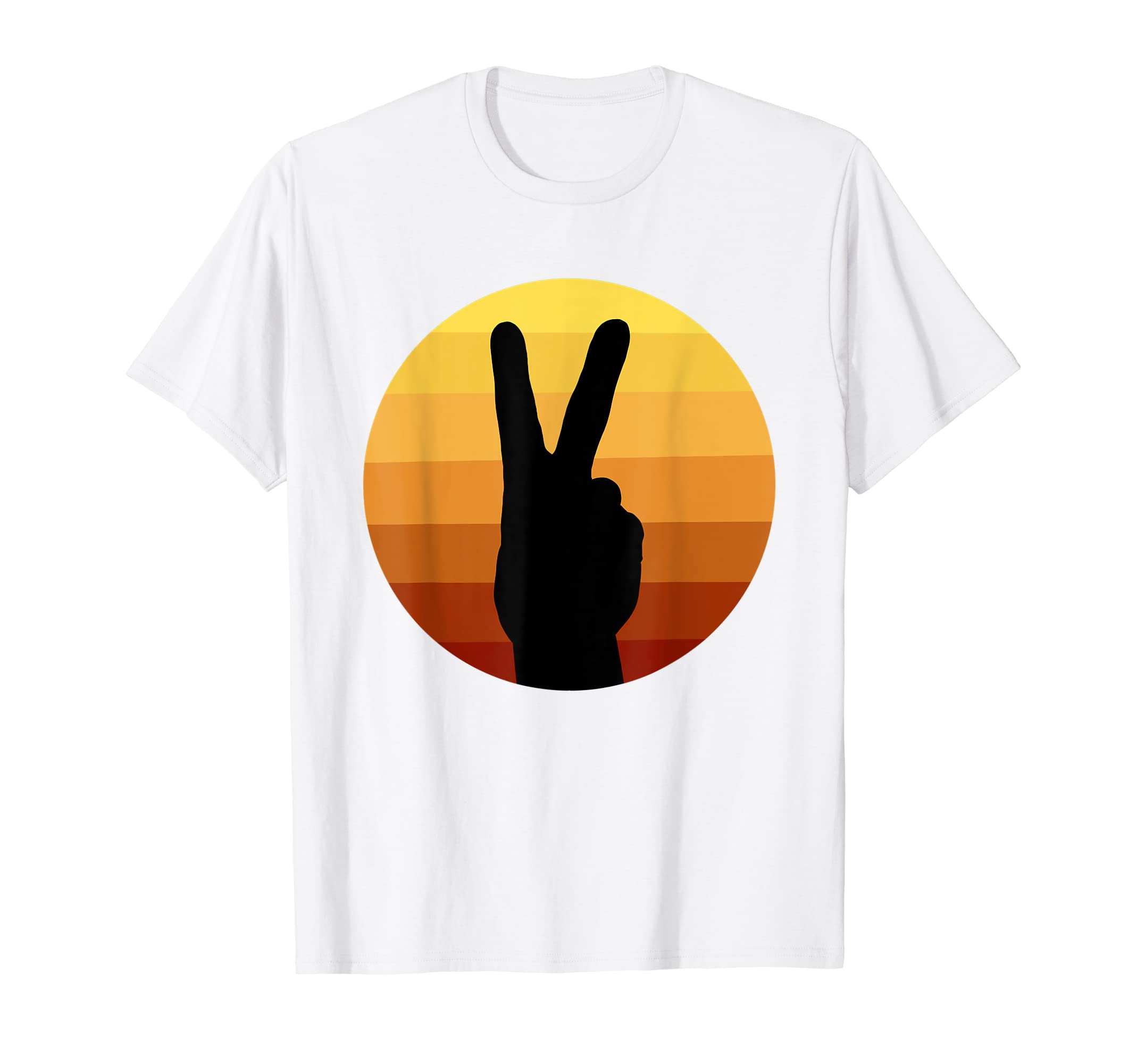 Silhouette Peace Hand Sign Funny Sunset T-Shirt - Minimalist Print Unisex - T-Shirt, Sweatshirt, Hoodie