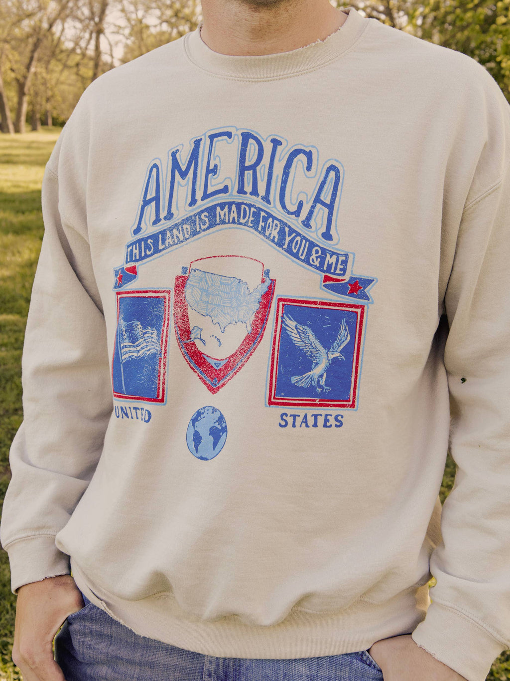 4th of July America Patch Sand Thrifted Graphic - Adult & Kids T-Shirts, Sweatshirts & Hoodies apparel design preview 1