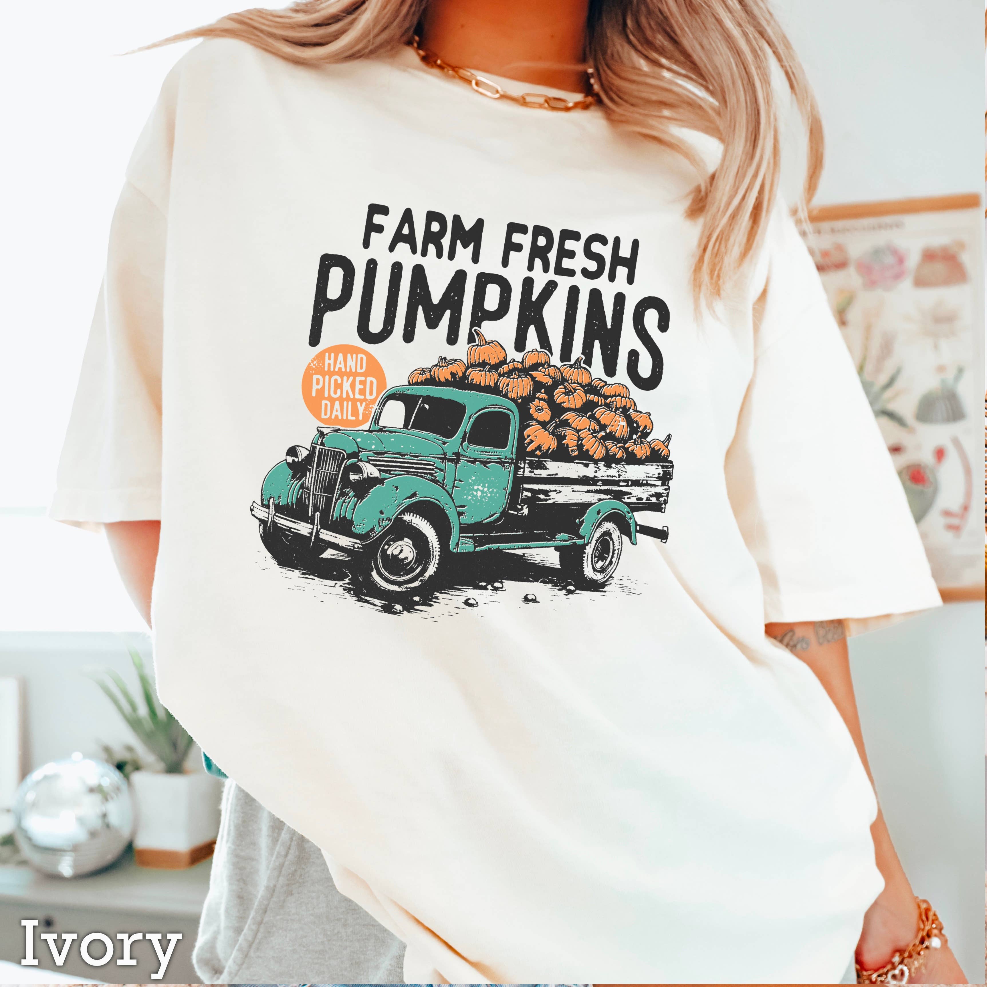 Farm Fresh Pumpkins Fall Graphic Comfort Color - Adult & Kids T-Shirts, Sweatshirts & Hoodies apparel design preview 1