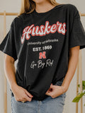 Nebraska Corn Huskers Letterman Black Thrifted - Adult & Kids T-Shirts, Sweatshirts & Hoodies apparel design preview 1