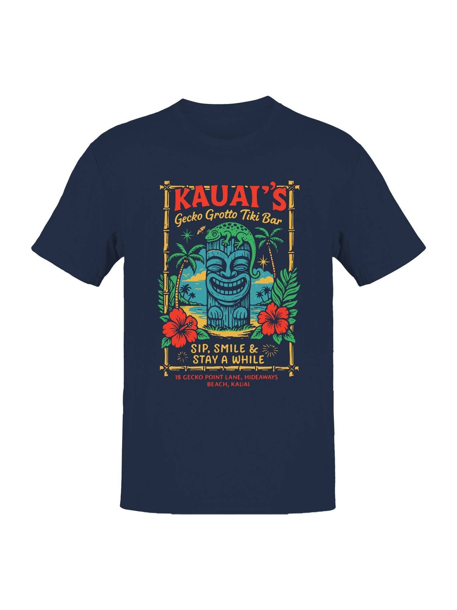 Kauai's Gecko Grotto Tiki Bar Design Men's - Adult & Kids T-Shirts, Sweatshirts & Hoodies apparel design preview 1