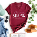 She Is Strong V-Neck - Adult & Kids T-Shirts, Sweatshirts & Hoodies apparel design preview 1