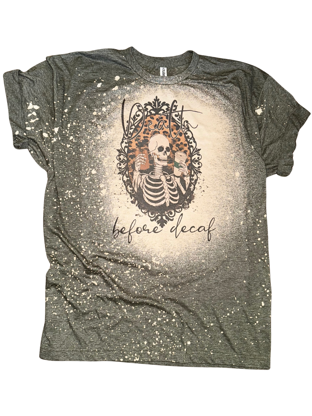 Death Before Decaf Skeleton Coffee Bleached - Adult & Kids T-Shirts, Sweatshirts & Hoodies apparel design preview 1