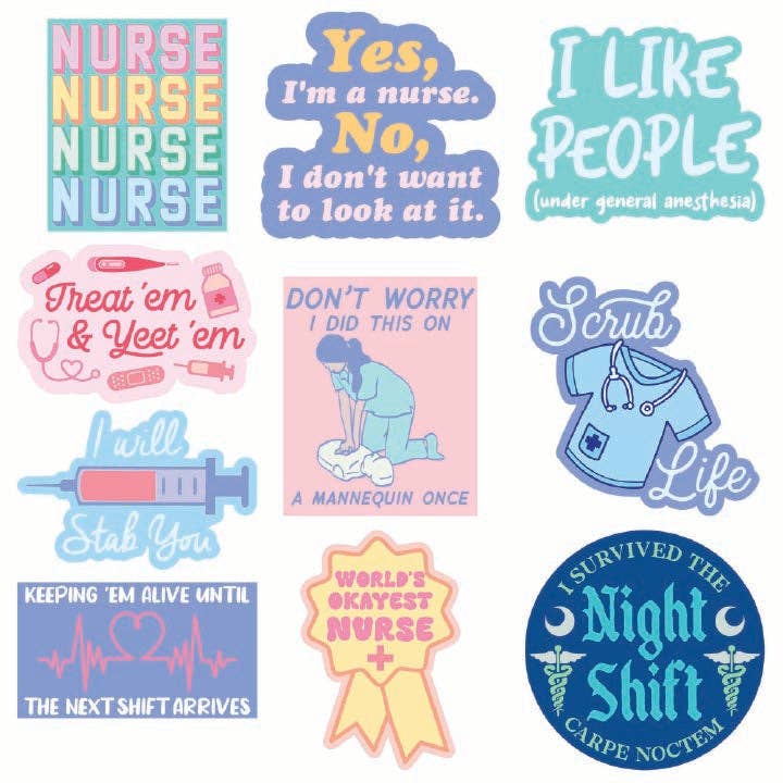 Nurse Stickers - Adult & Kids T-Shirts, Sweatshirts & Hoodies apparel design preview 1
