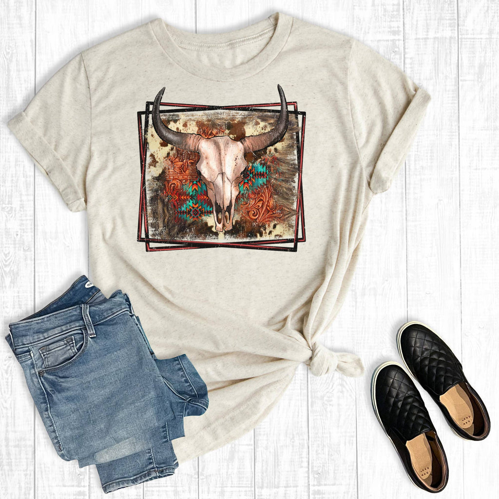 Western Rodeo Cowskull Graphic - Adult & Kids T-Shirts, Sweatshirts & Hoodies apparel design preview 1