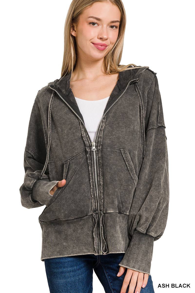 ..SI-25314 Acid Washed French Terry Zip-Up with Pocke - Adult & Kids T-Shirts, Sweatshirts & Hoodies apparel design preview 1
