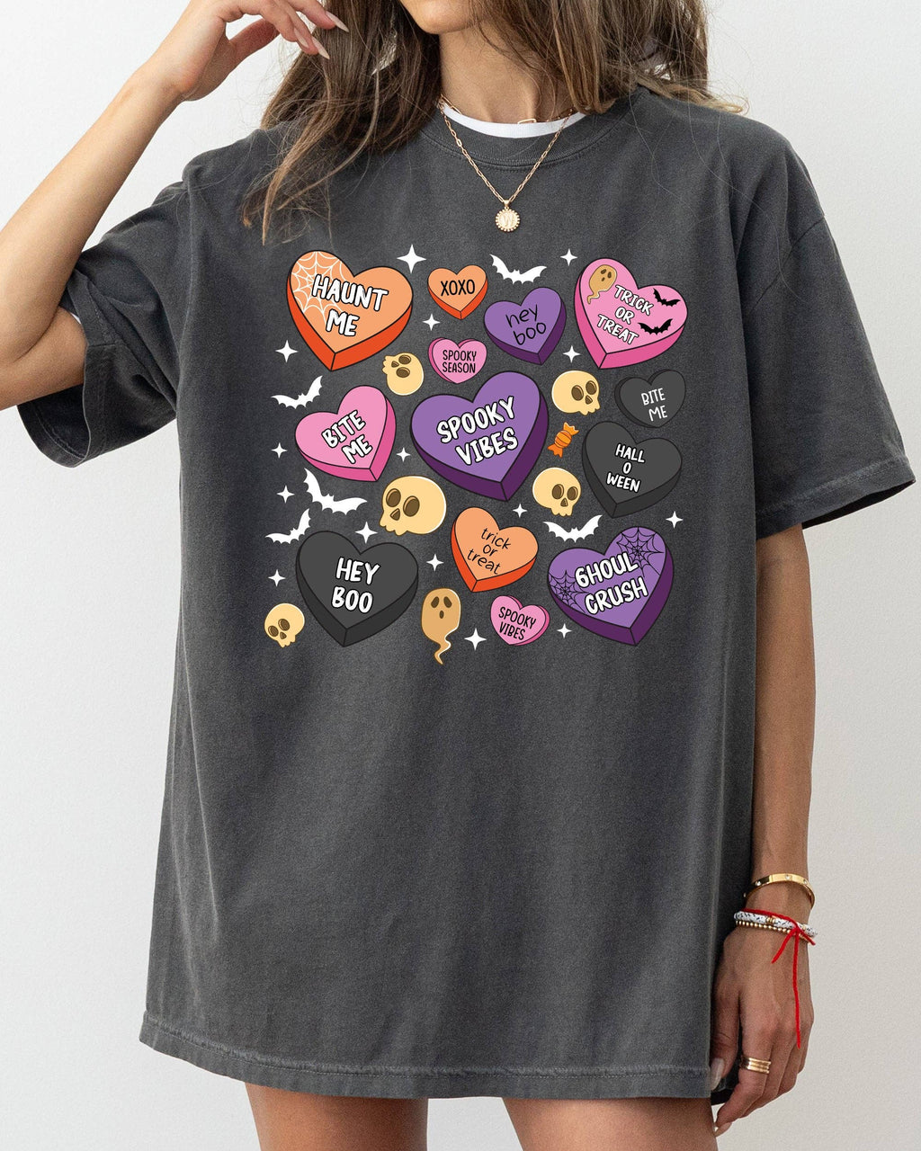 Halloween Candy Hearts, Trick or Treat, Haunted, Cute - Adult & Kids T-Shirts, Sweatshirts & Hoodies apparel design preview 1