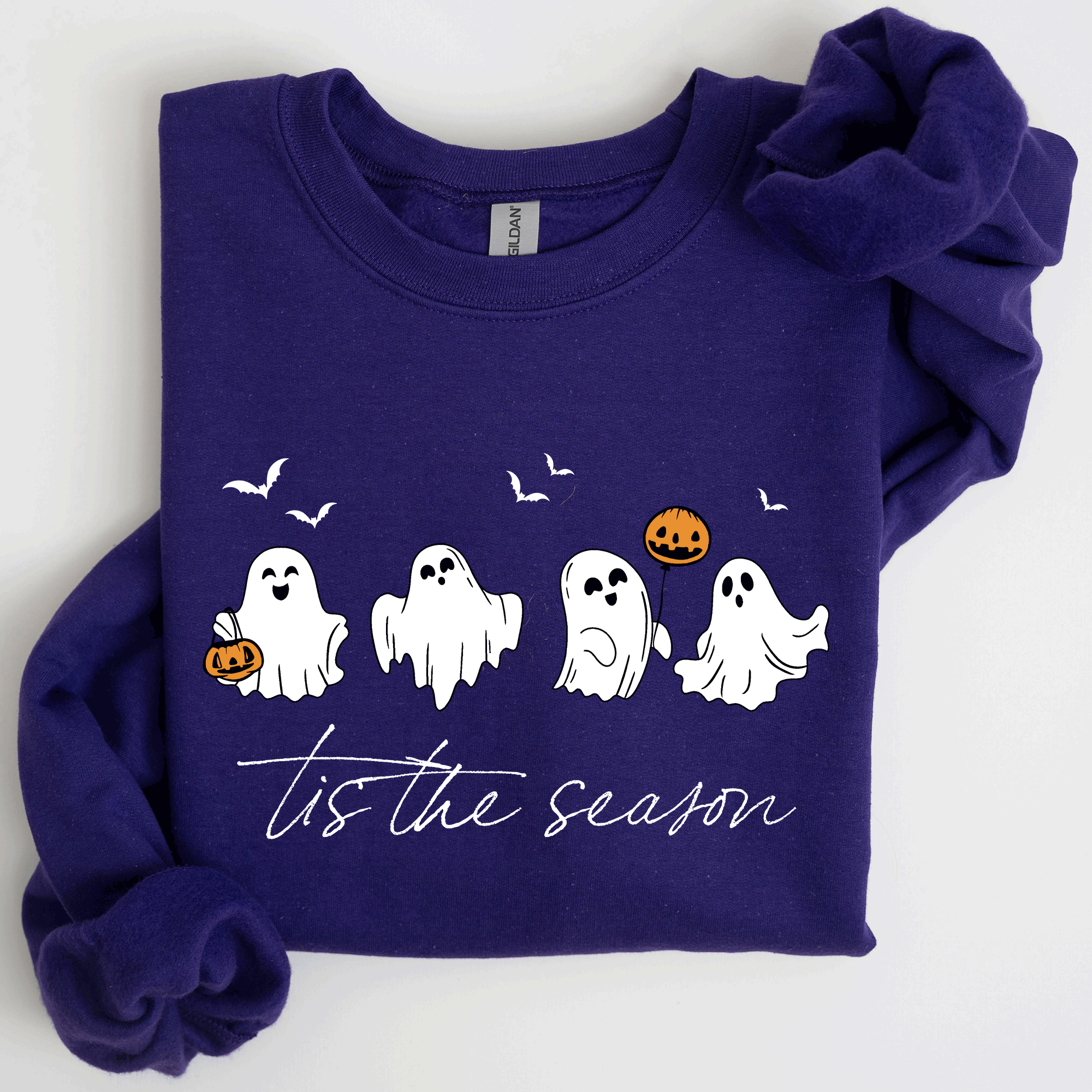 Tis the Season, Cute Ghosts, Halloween - Adult & Kids T-Shirts, Sweatshirts & Hoodies apparel design preview 1