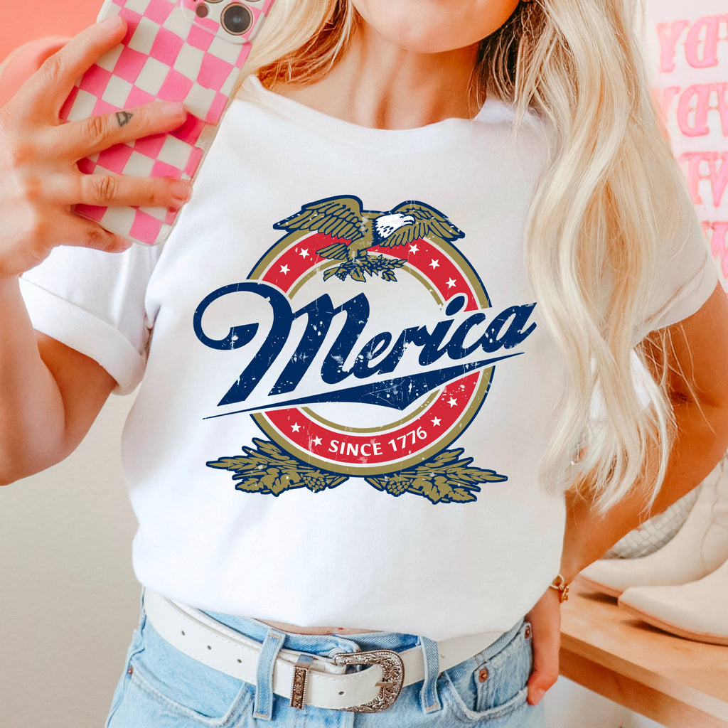 Merica July 4th Graphic Comfort Color - Adult & Kids T-Shirts, Sweatshirts & Hoodies apparel design preview 1