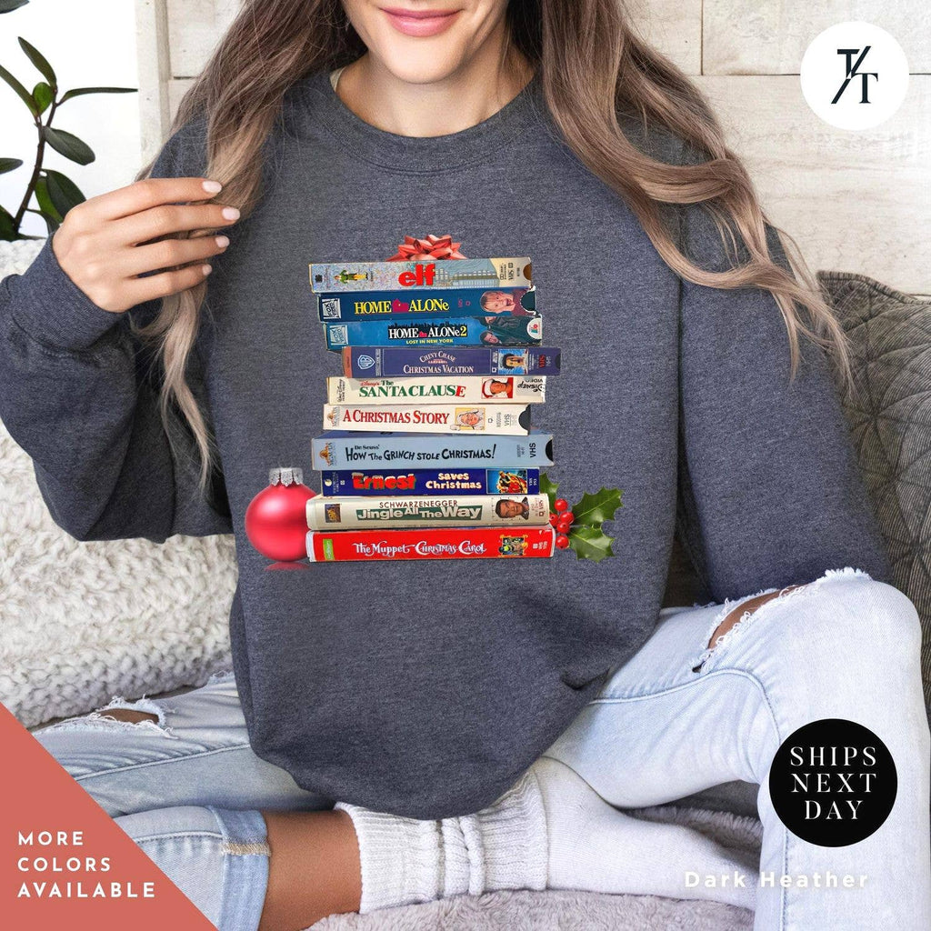 Vintage Christmas Vhs Retro Holiday Crewneck - Adult & Kids T-Shirts, Sweatshirts & Hoodies apparel design preview 1