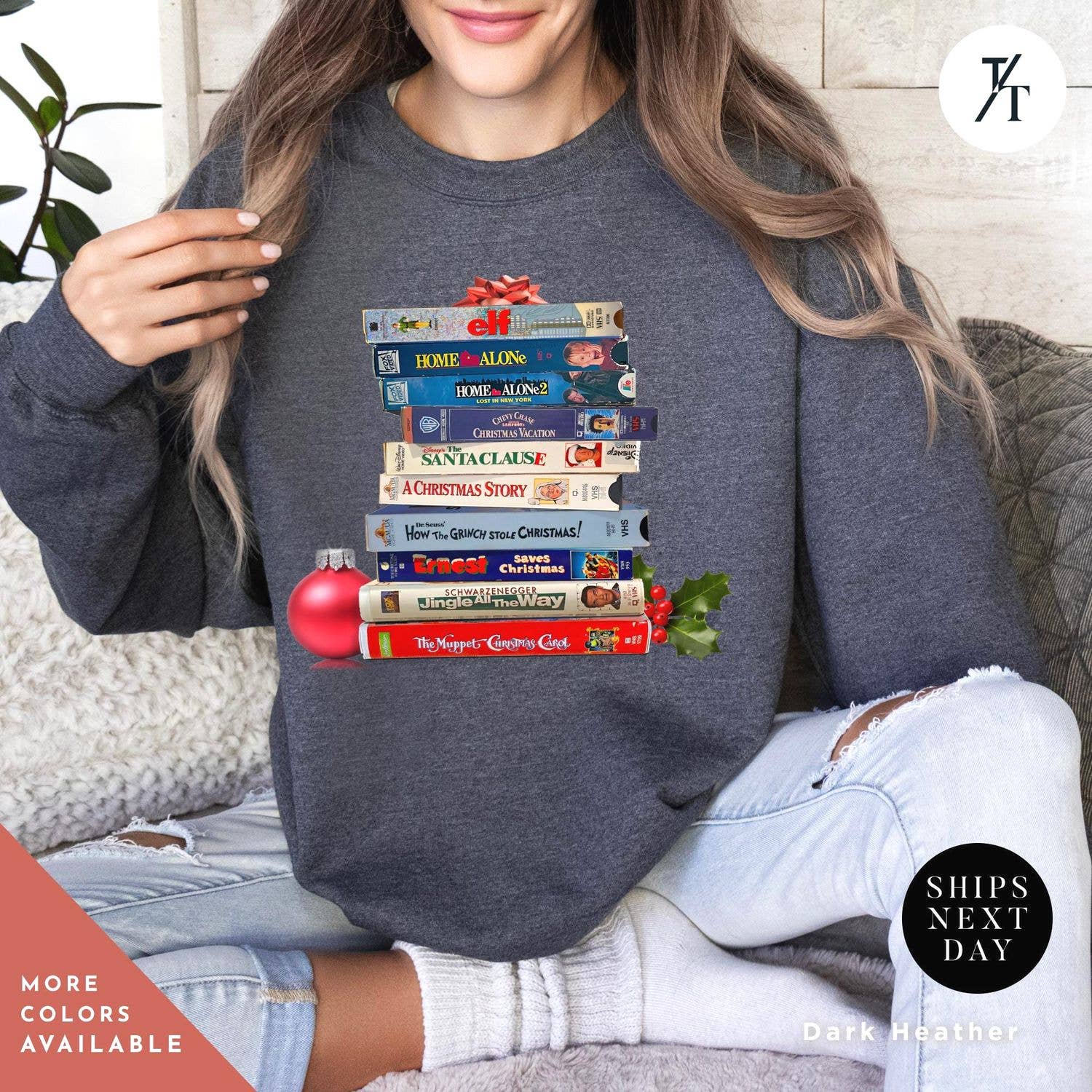 Vintage Christmas Vhs Retro Holiday Crewneck - Adult & Kids T-Shirts, Sweatshirts & Hoodies apparel design preview 1