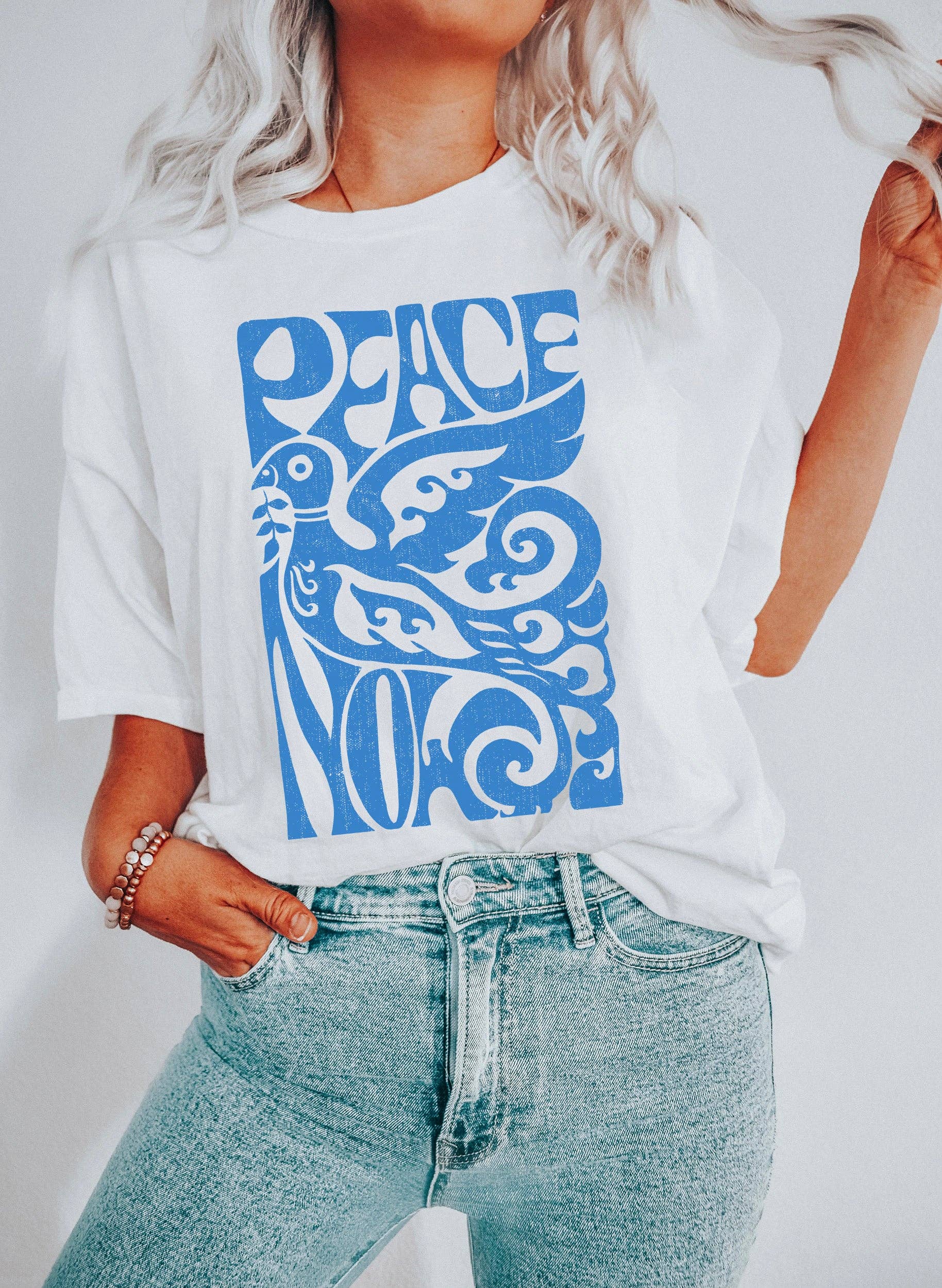 Peace Now Blue Print - Adult & Kids T-Shirts, Sweatshirts & Hoodies apparel design preview 1