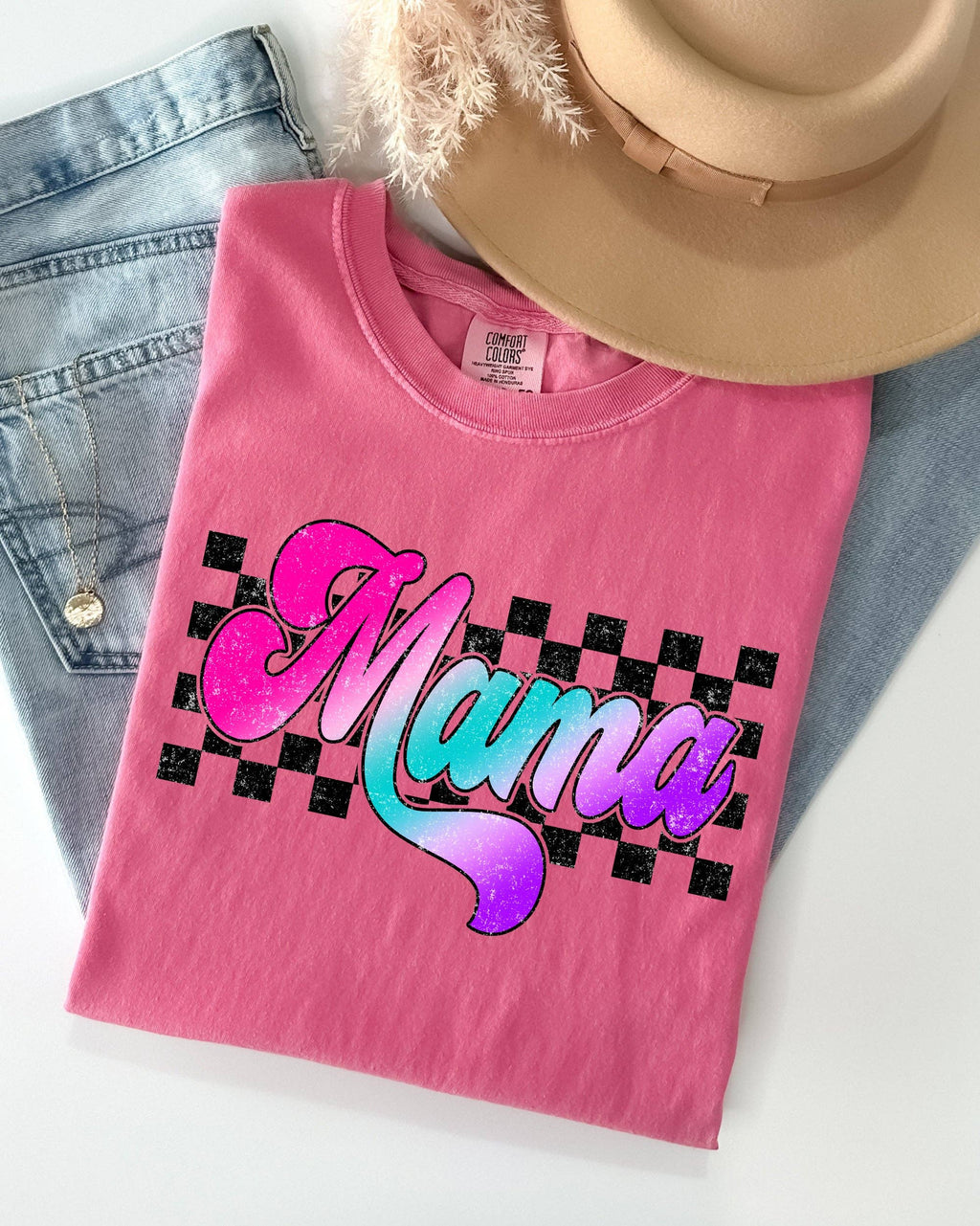 Groovy Mama, Checkered, Lightening, Mother, Mom, - Adult & Kids T-Shirts, Sweatshirts & Hoodies apparel design preview 1