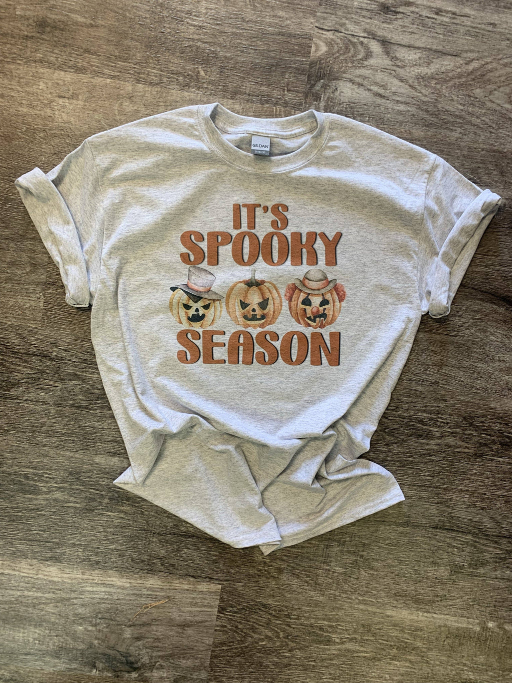 It'S Spooky Season Pumpkins with Hats On Ash Gray - Adult & Kids T-Shirts, Sweatshirts & Hoodies apparel design preview 1