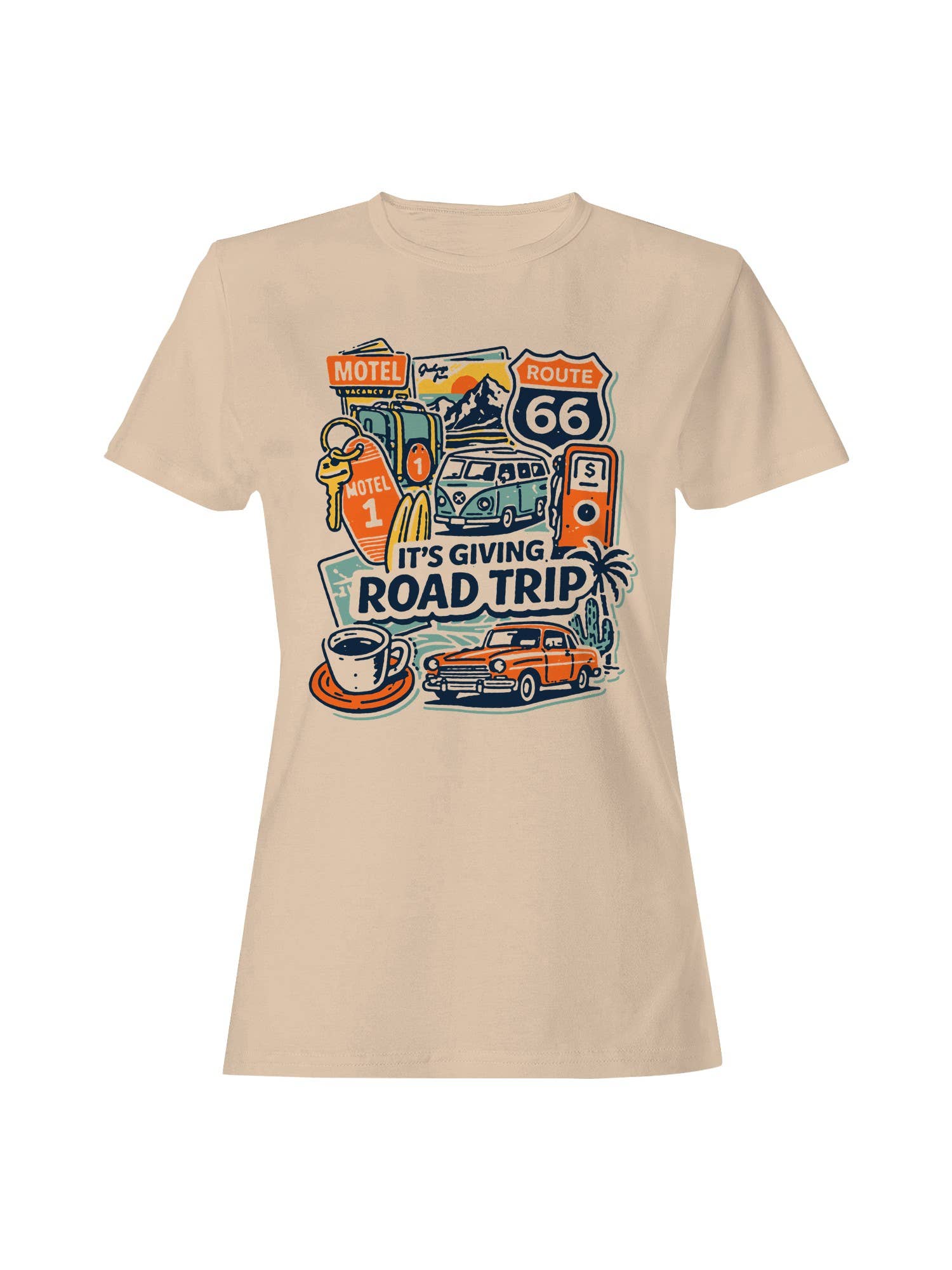 Roadtrip USA Vintage Route 66 Road Trip Art Women's - Adult & Kids T-Shirts, Sweatshirts & Hoodies apparel design preview 1