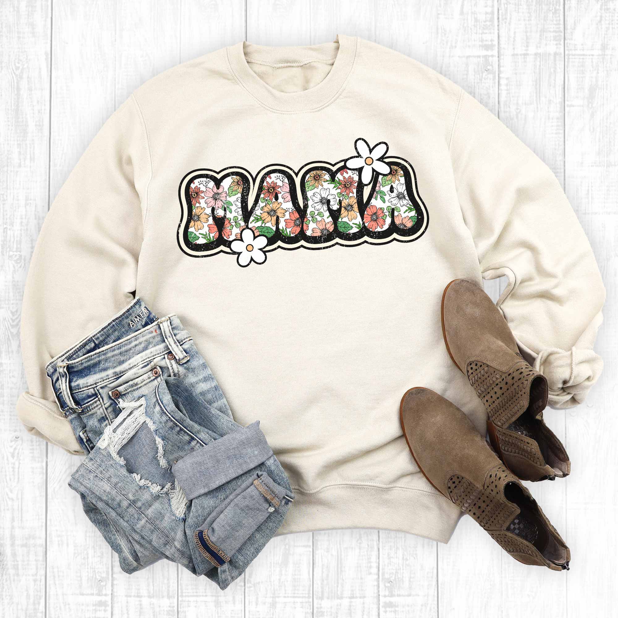 Boho Floral Mama - Adult & Kids T-Shirts, Sweatshirts & Hoodies apparel design preview 1