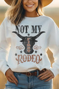 Not My First Rodeo Cow Skull Graphic Brushed - Adult & Kids T-Shirts, Sweatshirts & Hoodies apparel design preview 1