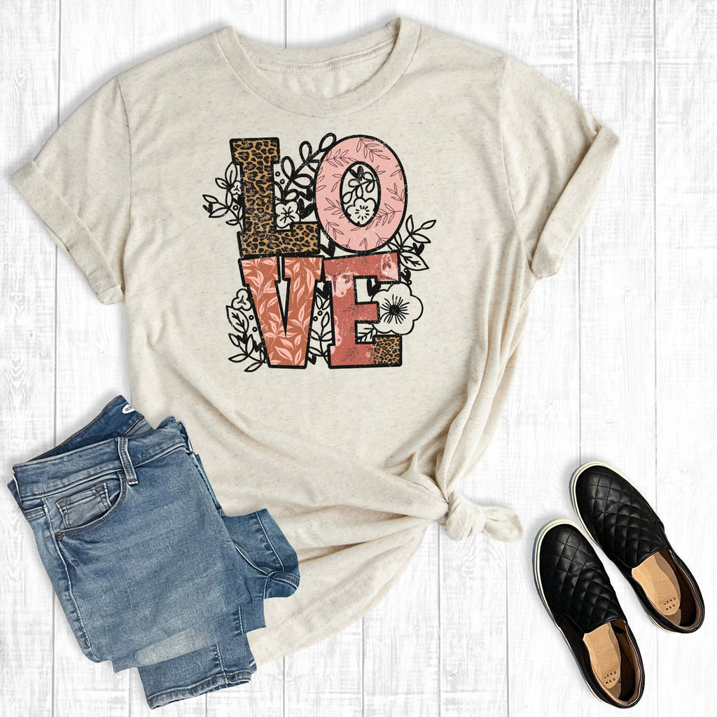 Love Leopard Floral Graphic - Adult & Kids T-Shirts, Sweatshirts & Hoodies apparel design preview 1