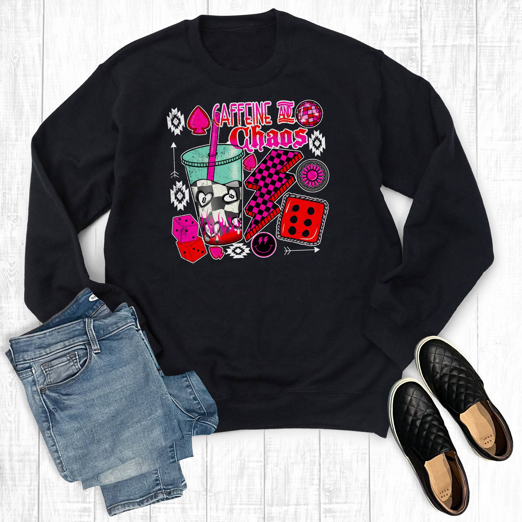 Mom Chaos and Coffee - Adult & Kids T-Shirts, Sweatshirts & Hoodies apparel design preview 1