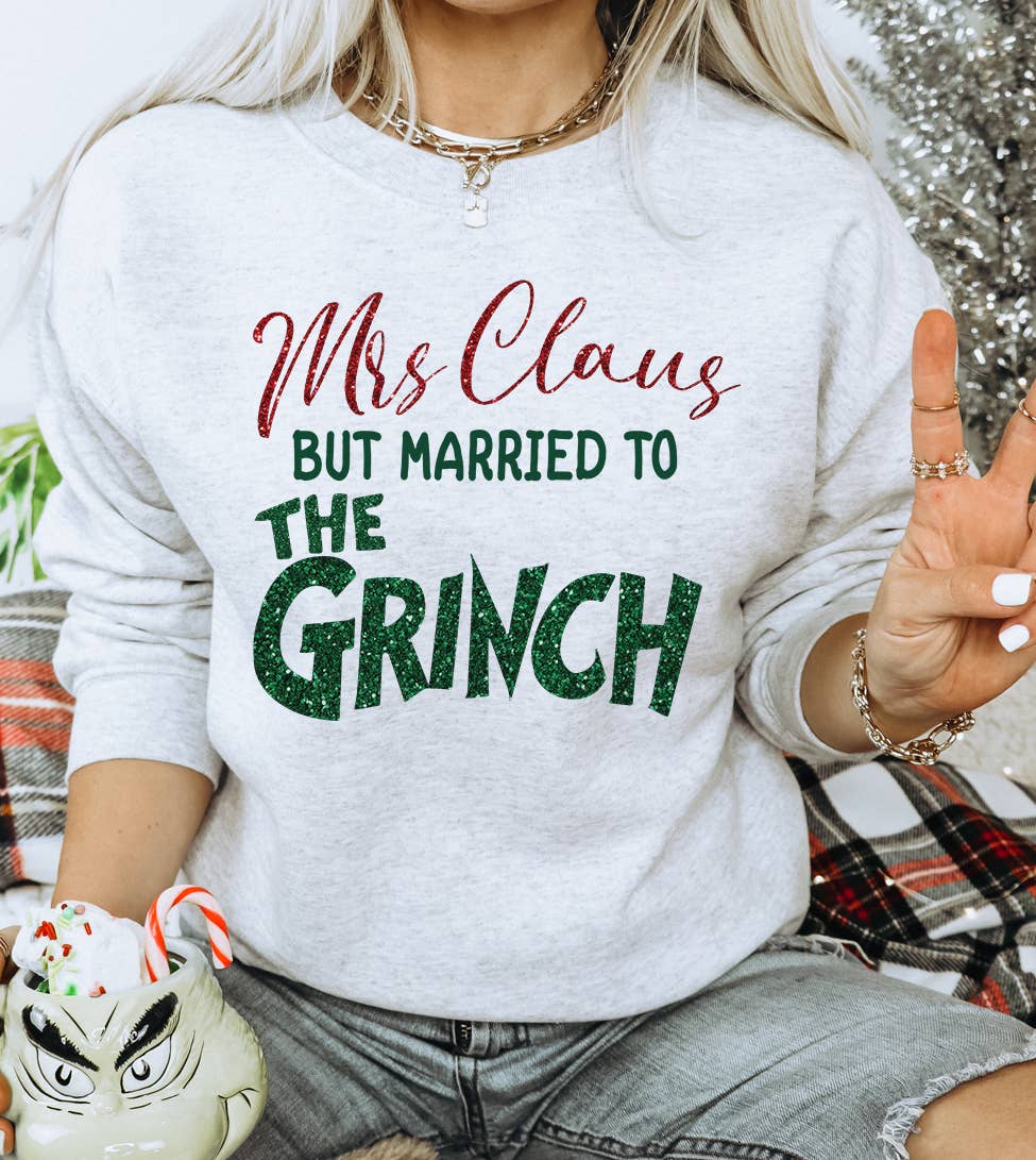 Mrs. Claus But Married To the Grinch Christmas - Adult & Kids T-Shirts, Sweatshirts & Hoodies apparel design preview 1