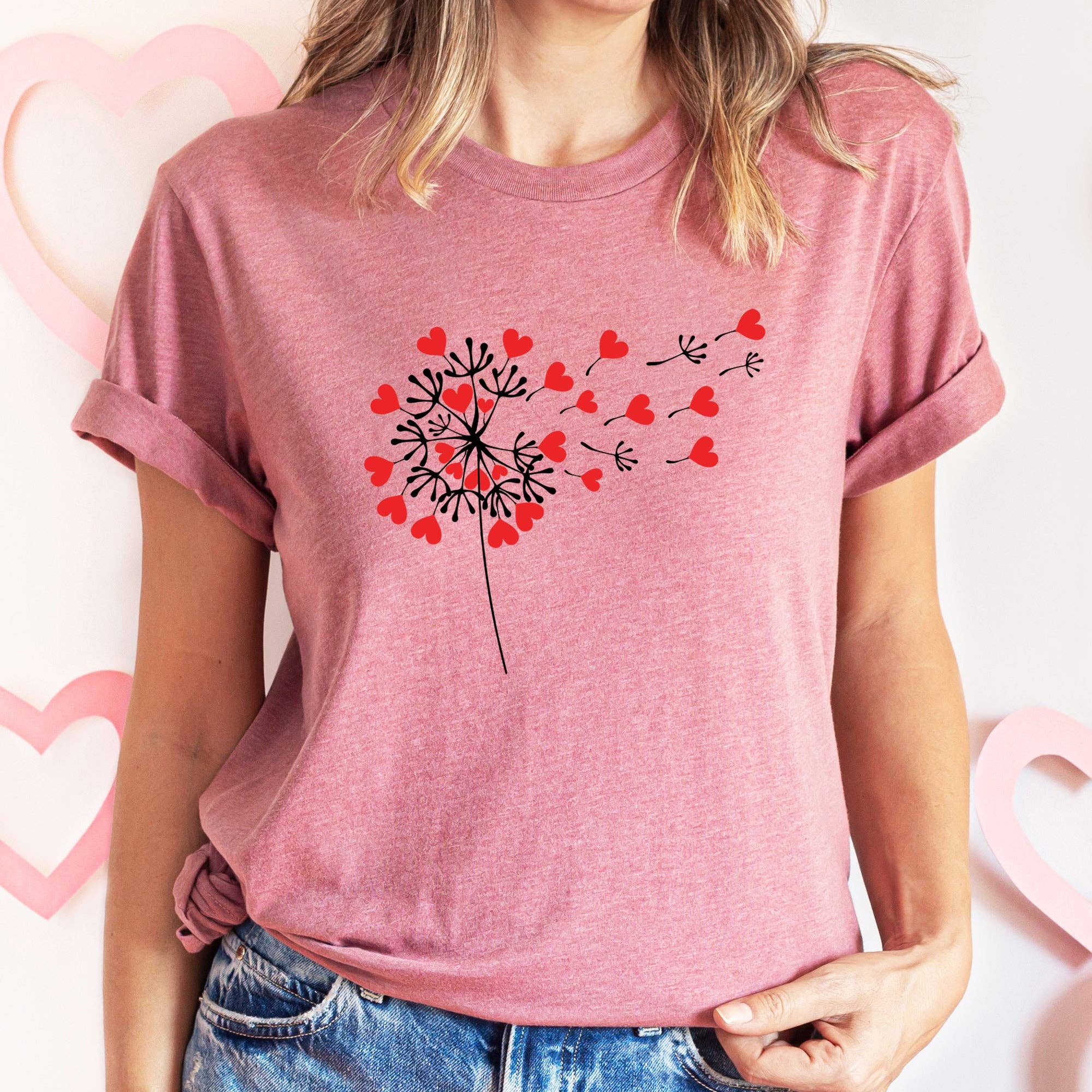Dandelion Hearts, Flower, Super Soft Valentine's Day - Adult & Kids T-Shirts, Sweatshirts & Hoodies apparel design preview 1