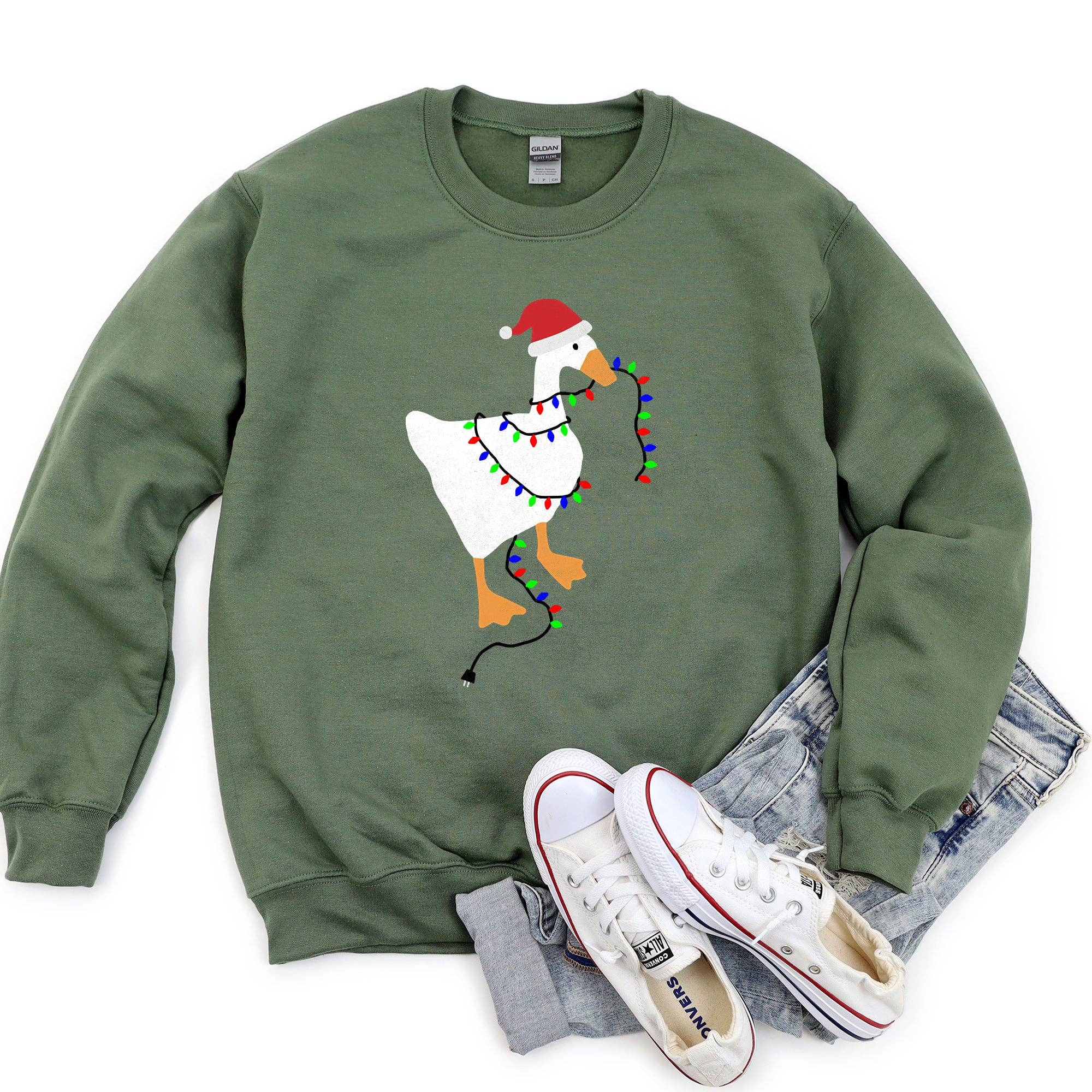 Christmas Goose Lights Retro - Adult & Kids T-Shirts, Sweatshirts & Hoodies apparel design preview 1