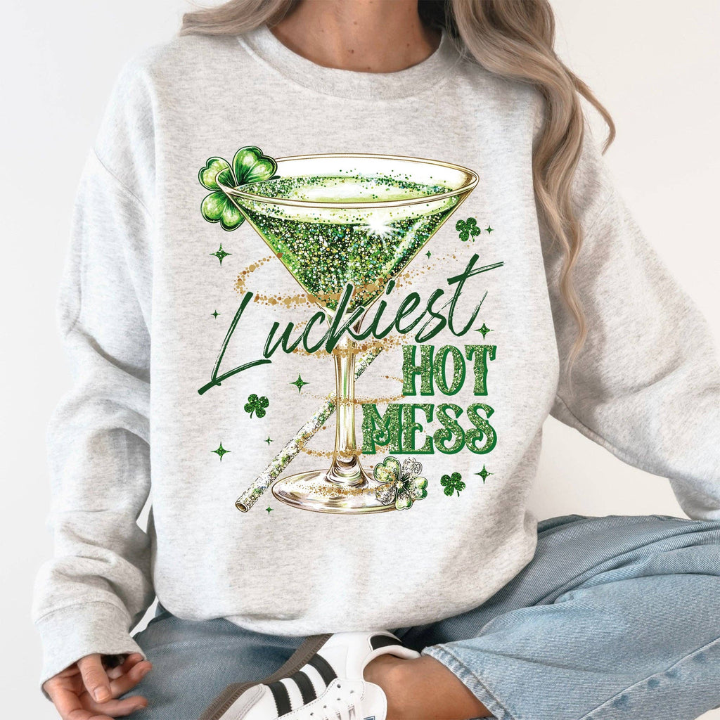 Glittery, Luckiest Hot Mess, St Patrick's Day, - Adult & Kids T-Shirts, Sweatshirts & Hoodies apparel design preview 1