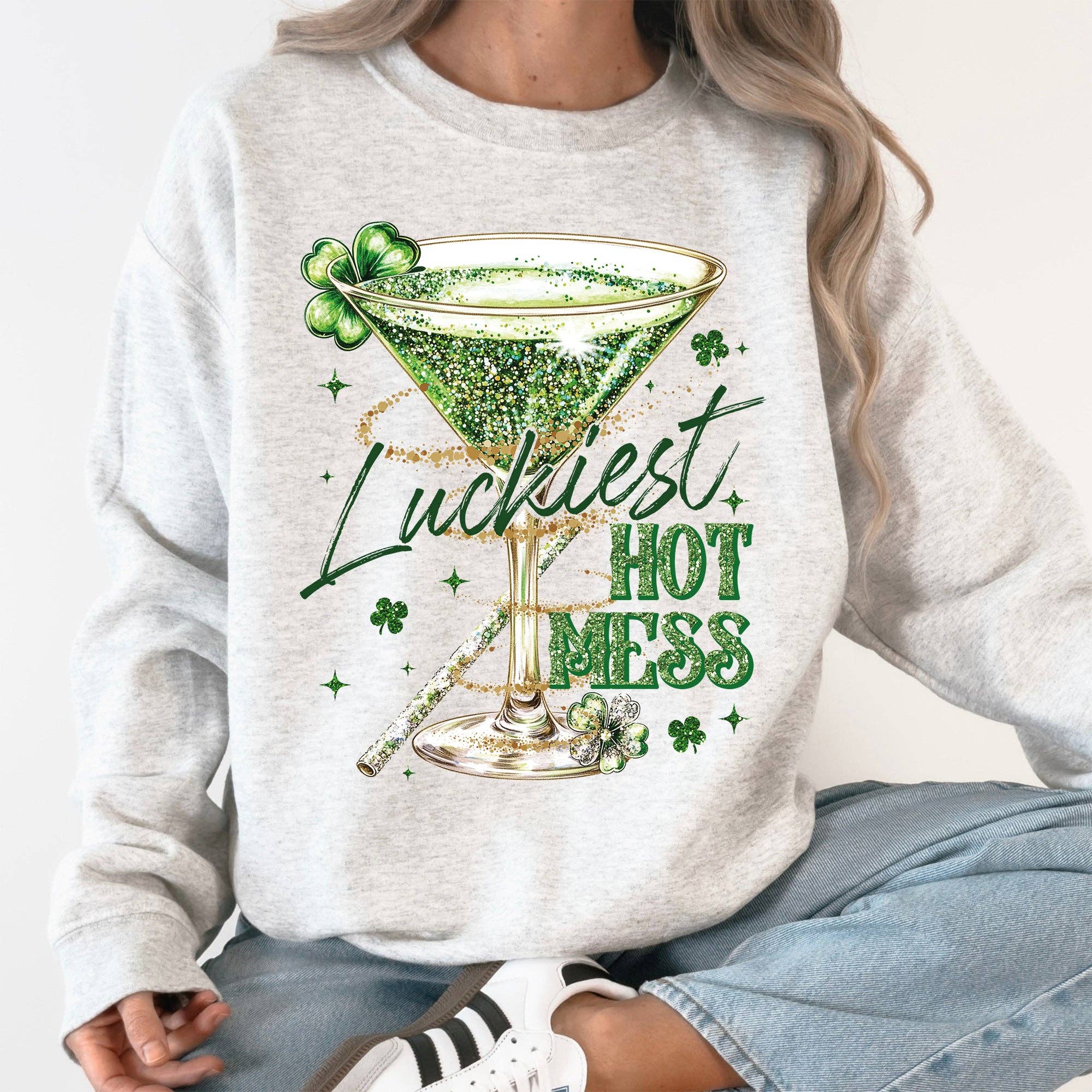 Glittery, Luckiest Hot Mess, St Patrick's Day, - Adult & Kids T-Shirts, Sweatshirts & Hoodies apparel design preview 1