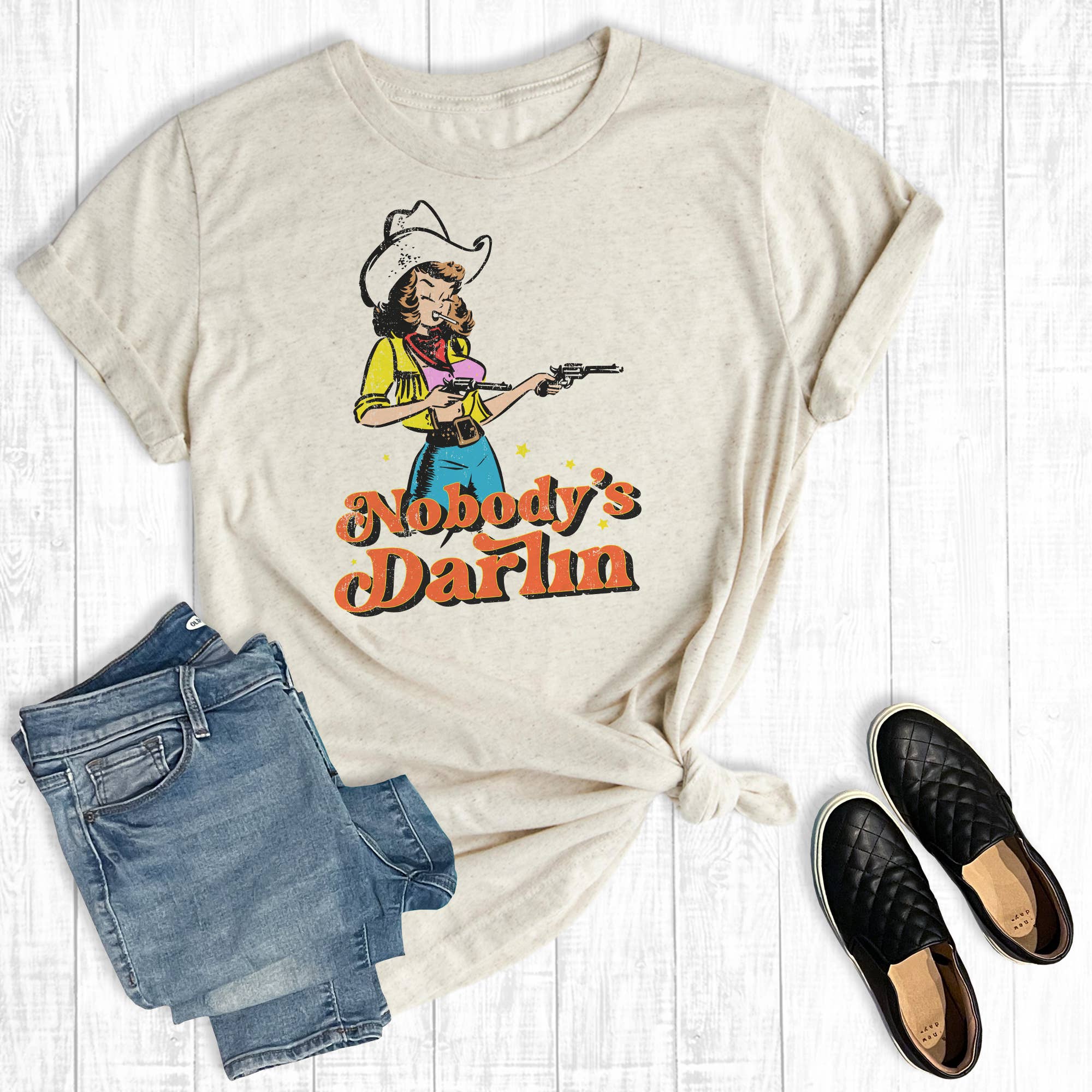 Western Cowgirl Nobody's Darlin' Graphic - Adult & Kids T-Shirts, Sweatshirts & Hoodies apparel design preview 1