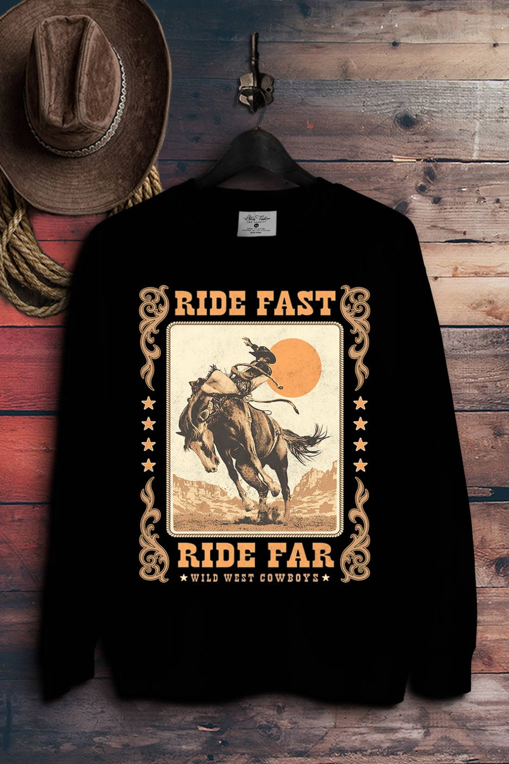 Ride Fast Far Wild West Cowboys - Adult & Kids T-Shirts, Sweatshirts & Hoodies apparel design preview 1