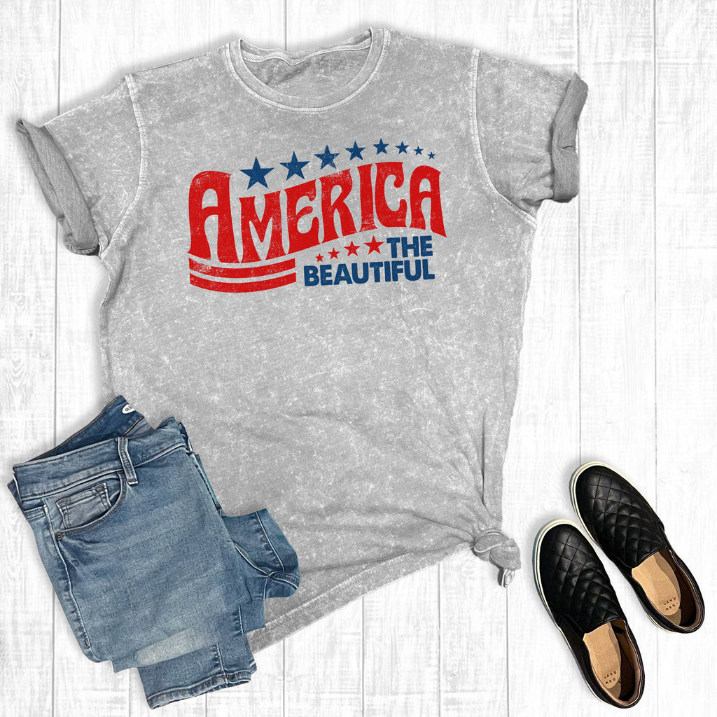 July 4th America the Beautiful Mineral Wash Graphic - Adult & Kids T-Shirts, Sweatshirts & Hoodies apparel design preview 1