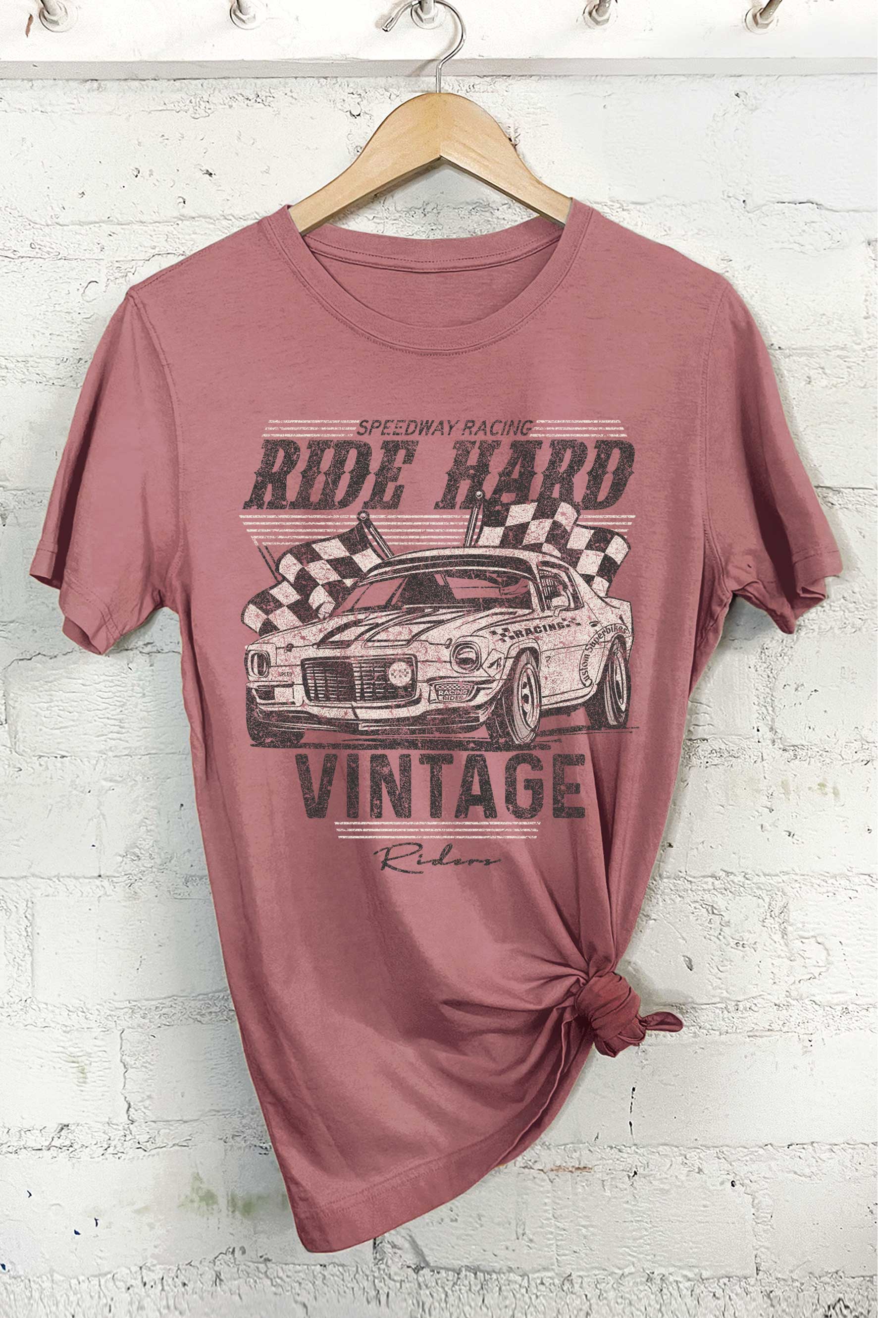 Ride Hard Vintage Rider Car Graphic - Adult & Kids T-Shirts, Sweatshirts & Hoodies apparel design preview 1