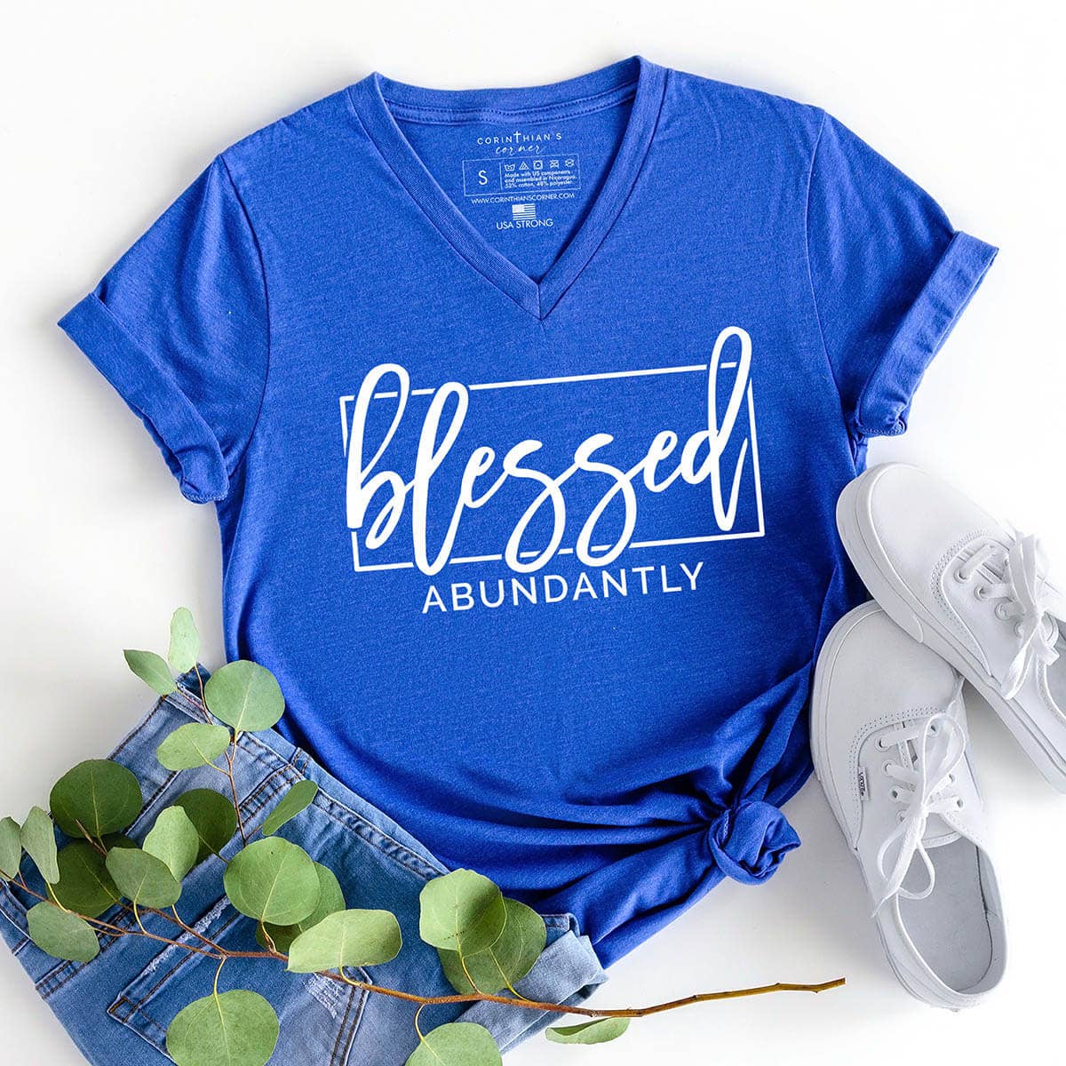 Blessed Abundantly V-Neck - Adult & Kids T-Shirts, Sweatshirts & Hoodies apparel design preview 1