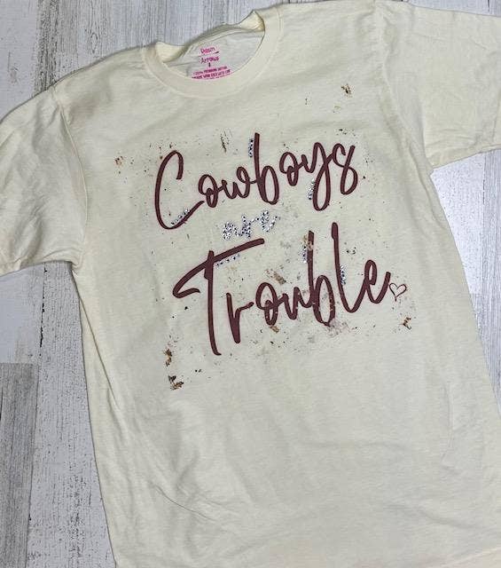 Cowboys Are Trouble Bling - Adult & Kids T-Shirts, Sweatshirts & Hoodies apparel design preview 1