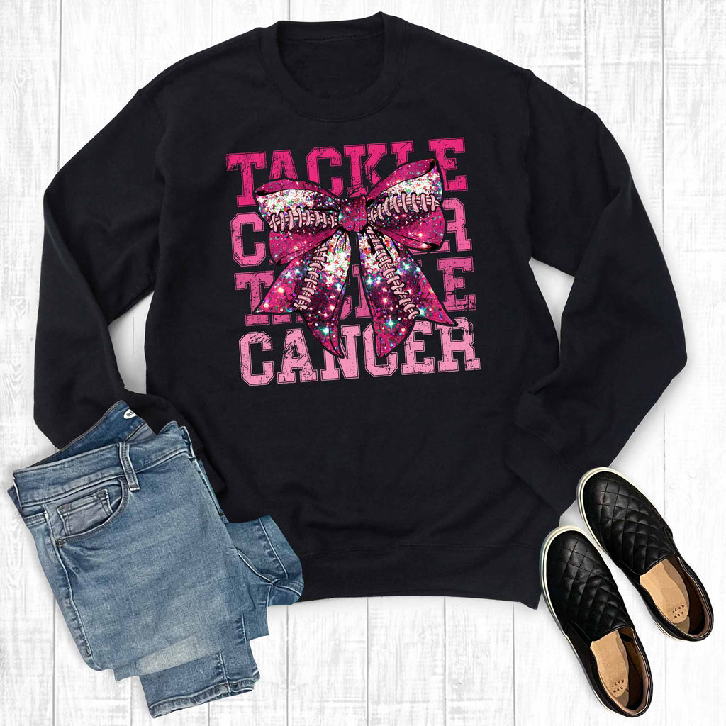 Football Retro Glittery Tackle Cancer Graphic - Adult & Kids T-Shirts, Sweatshirts & Hoodies apparel design preview 1