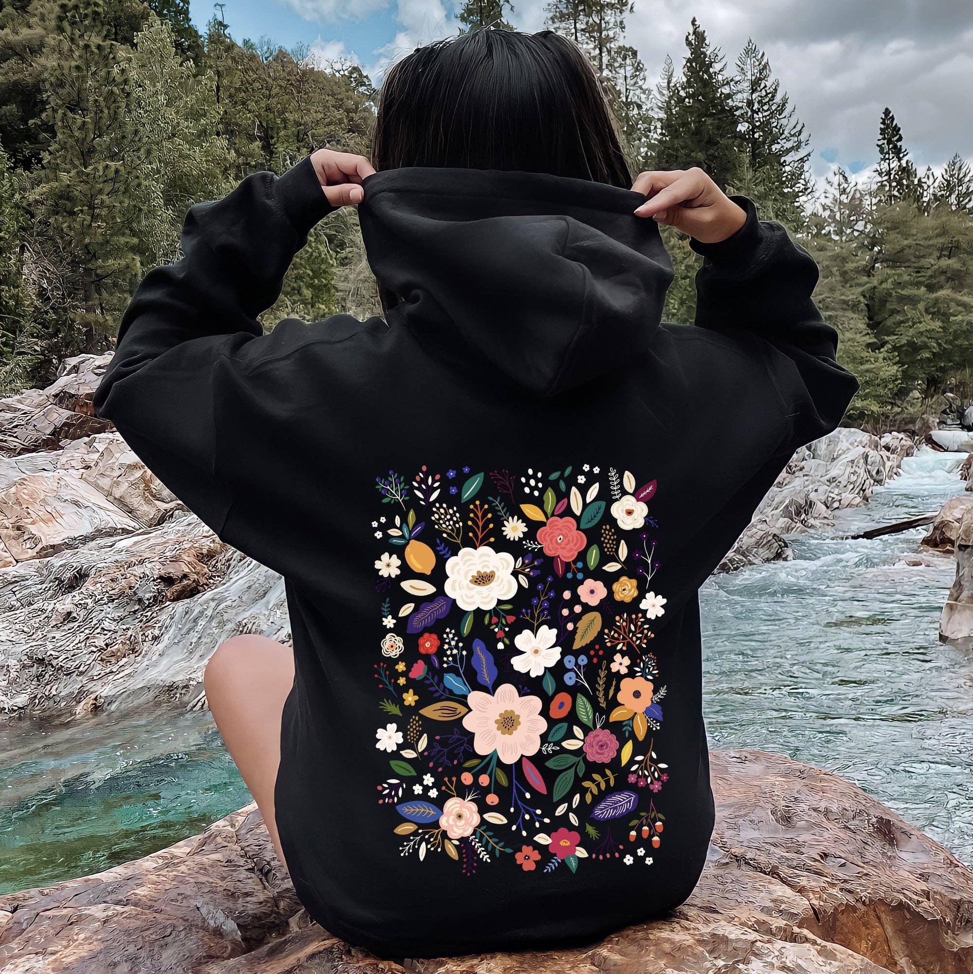 Flower Field, Whimsical Colorful Floral - Adult & Kids T-Shirts, Sweatshirts & Hoodies apparel design preview 1