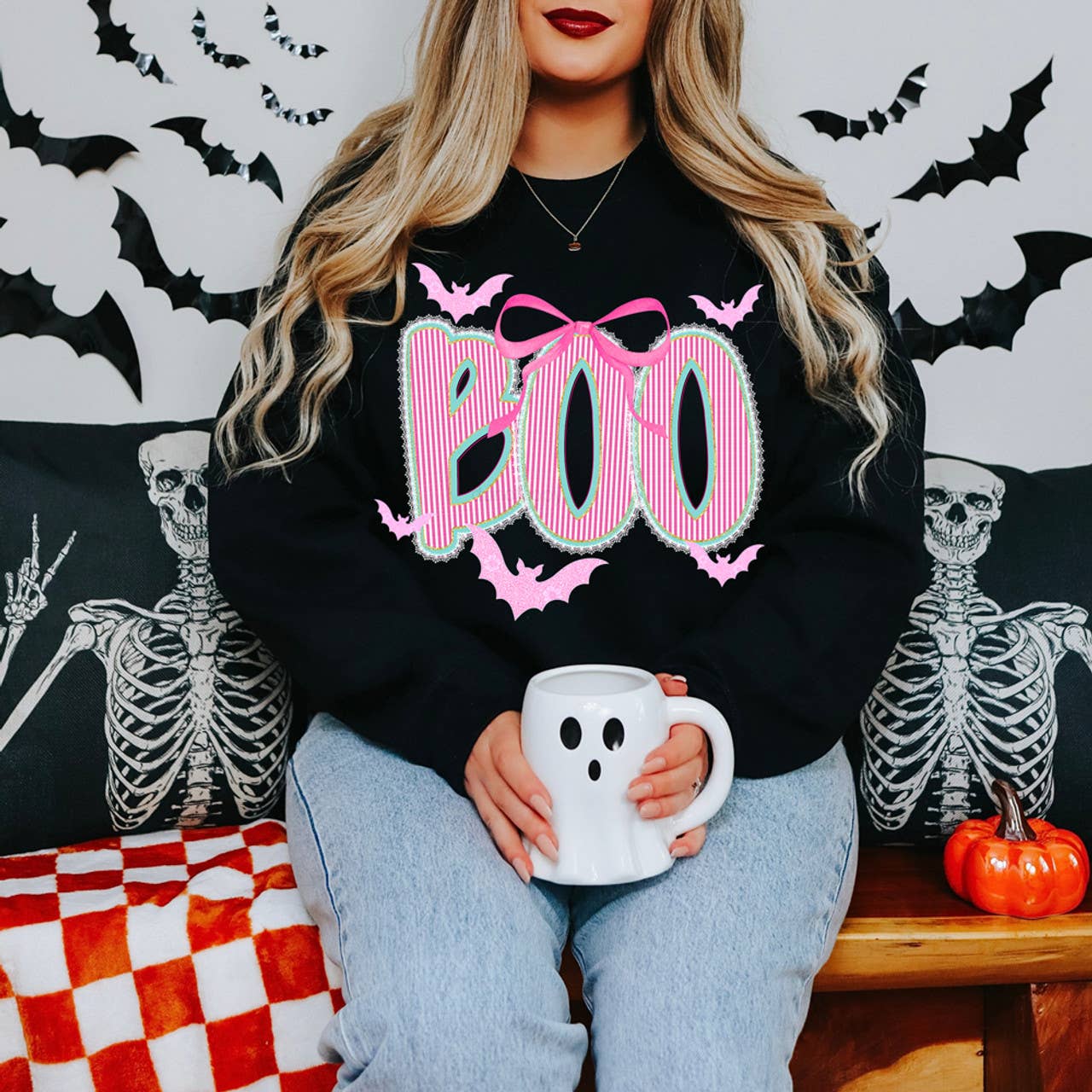 Boo Pink Seersucker Coquette - Adult & Kids T-Shirts, Sweatshirts & Hoodies apparel design preview 1