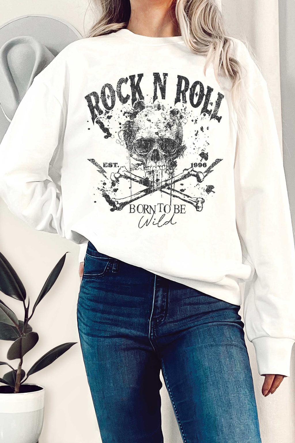 Rock N Roll Born To Be Wild Skull Graphix Terry - Adult & Kids T-Shirts, Sweatshirts & Hoodies apparel design preview 1