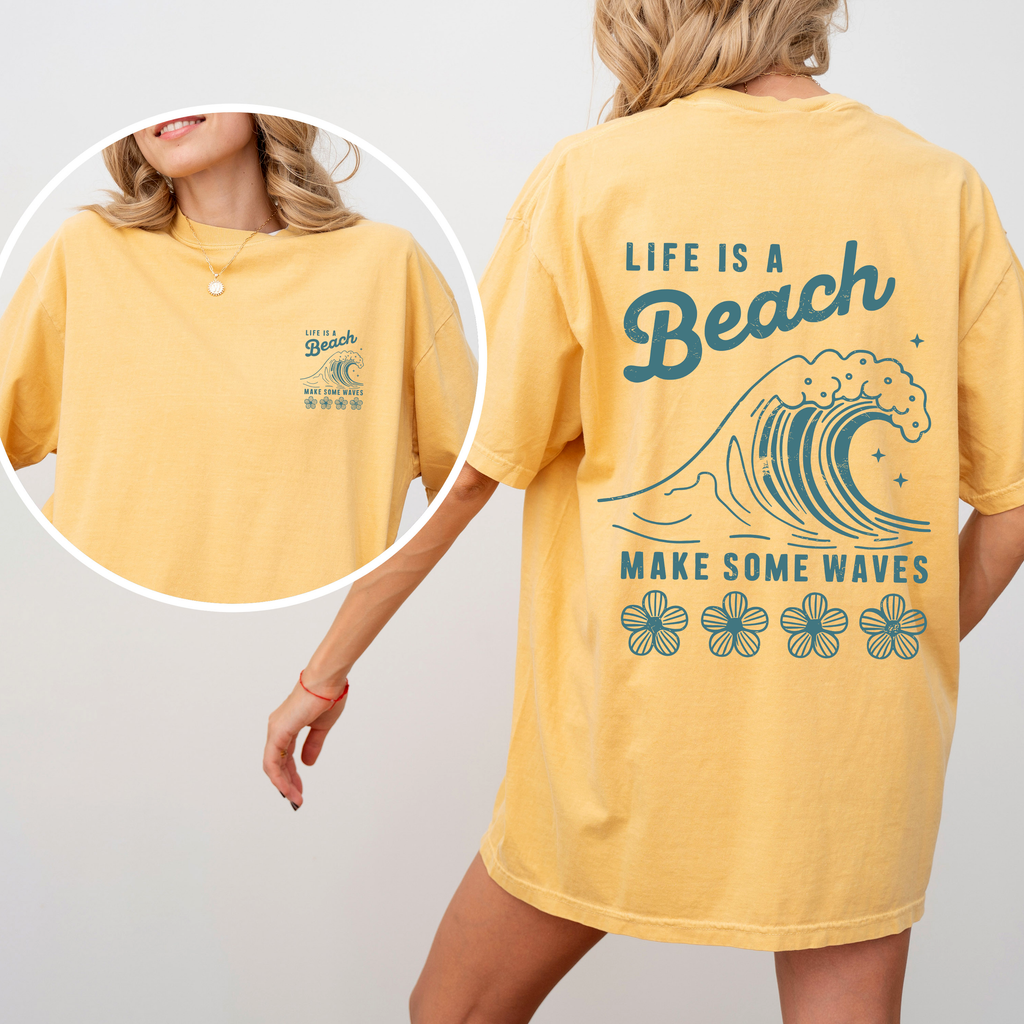 Life Is A Beach, Make Some Waves, Retro Summer - Adult & Kids T-Shirts, Sweatshirts & Hoodies apparel design preview 1