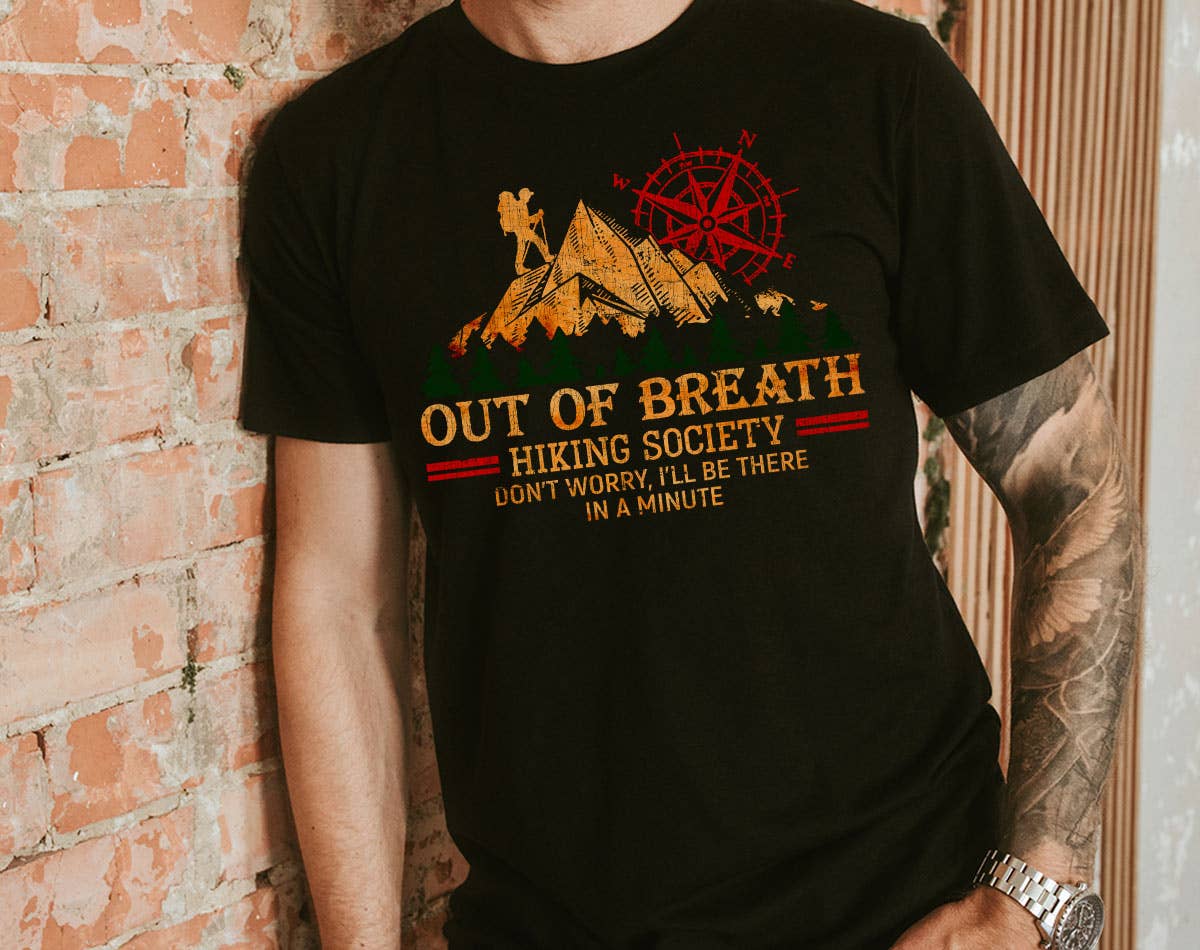 Out of Breath Hiking Society Funny Mountain - Adult & Kids T-Shirts, Sweatshirts & Hoodies apparel design preview 1