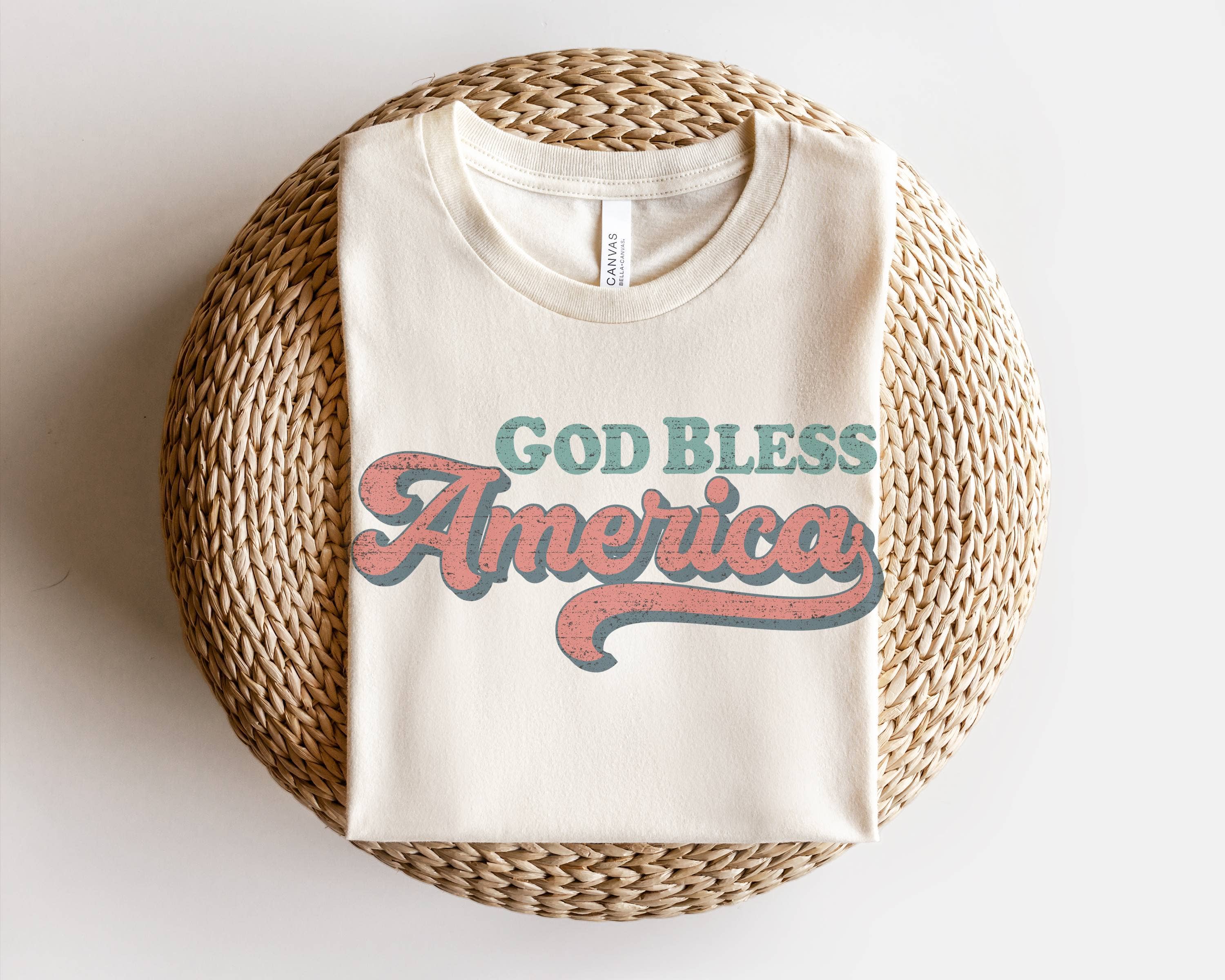 Retro God Bless America 4th of July Patriotic Graphic - Adult & Kids T-Shirts, Sweatshirts & Hoodies apparel design preview 1