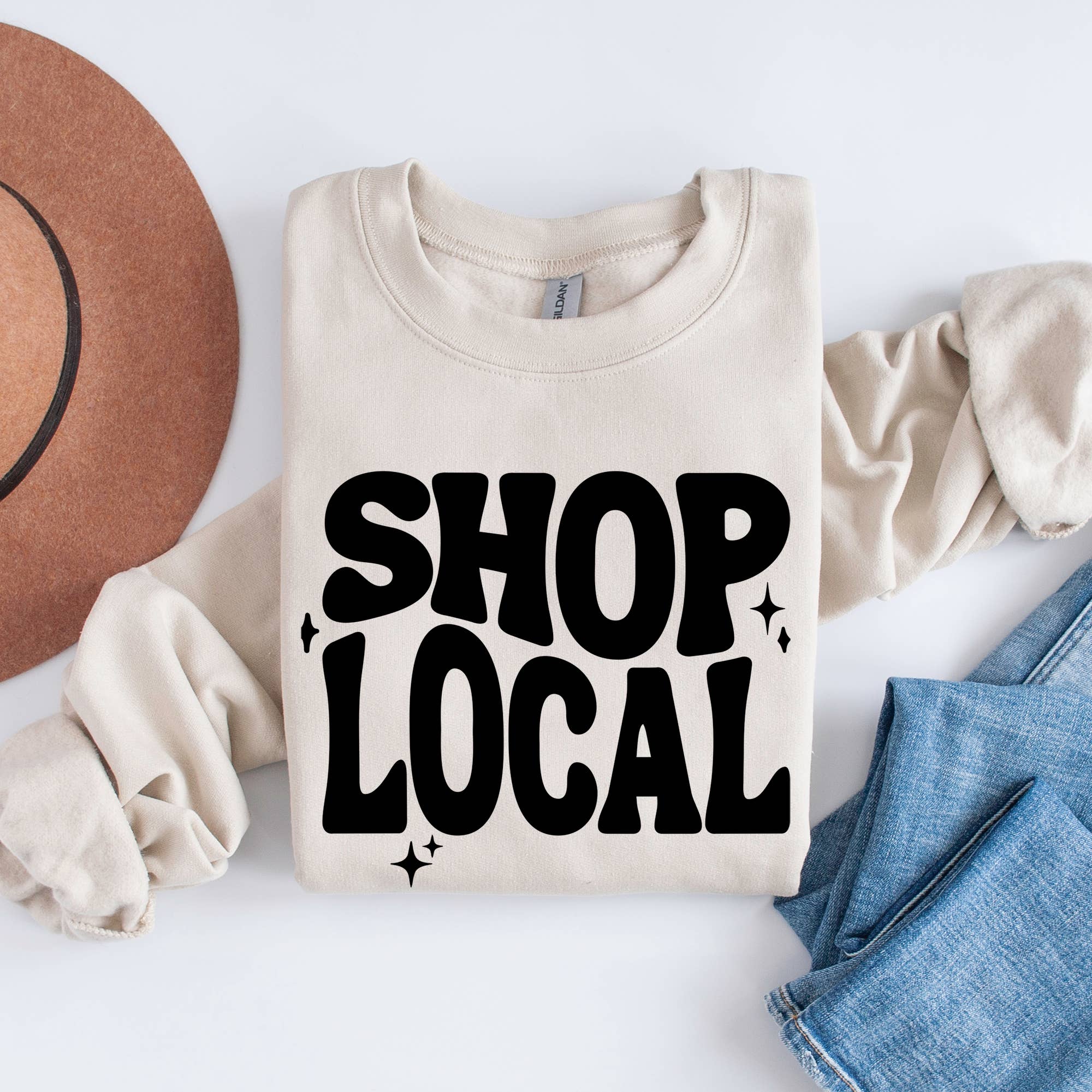 Shop Local Crewneck Small - Adult & Kids T-Shirts, Sweatshirts & Hoodies apparel design preview 1